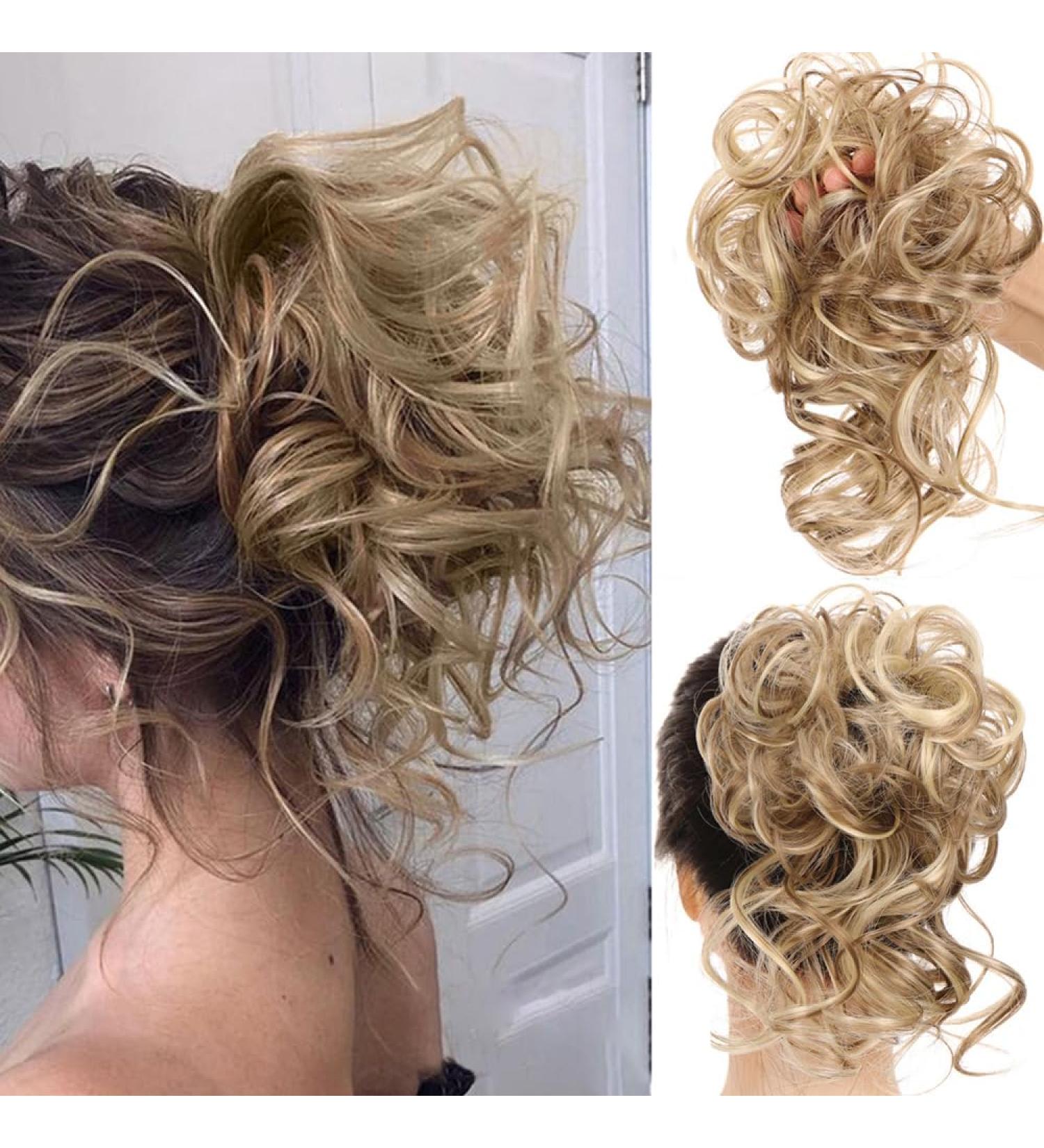 RPAEOY 2-Piece Hair Part & Rubber Band Set - Large Dutt Hair Tie & Curly Hair Extensions for Women & Girls - Light Brown Messy Bun Accessories - Buy Online on GoSupps.com