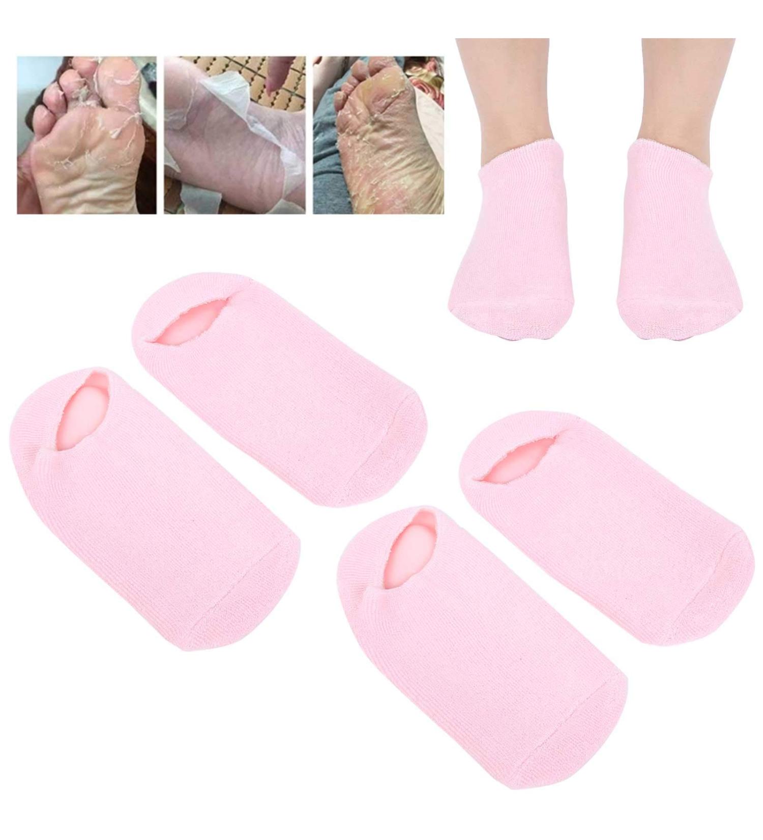 4 Pieces Moisturizing Gel Socks | Essential Oil Foot Care for Cracked Dry Feet - Beauty Salon Quality - Buy Online on GoSupps.com