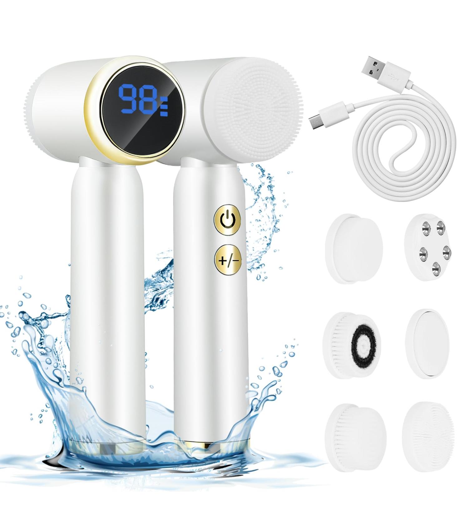 Facial Cleansing Brush Electric Face Cleanser with 6 Exfoliating Brush Heads USB Rechargeable Face Brush with 3 Speed Levels Waterproof Facial Brush LCD Display 360 Rotating Facial Brush for Cleaning - Buy Online on GoSupps.com