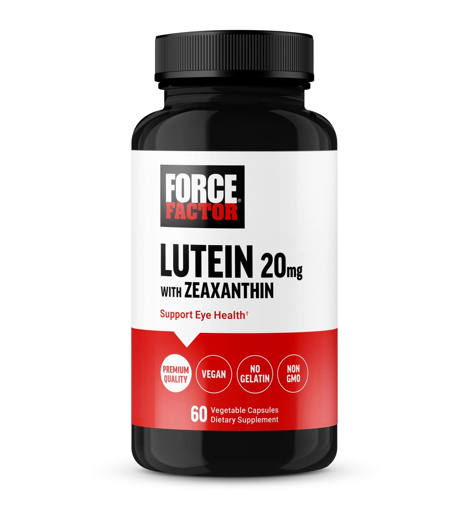 Force Factor Lutein and Zeaxanthin Supplements Eye Vitamins with Lutein 20mg Eye Health Supplements for Adults Ingredients Backed by Science Vegan Gelatin Free 60 Vegetable Capsules - Buy Online on GoSupps.com