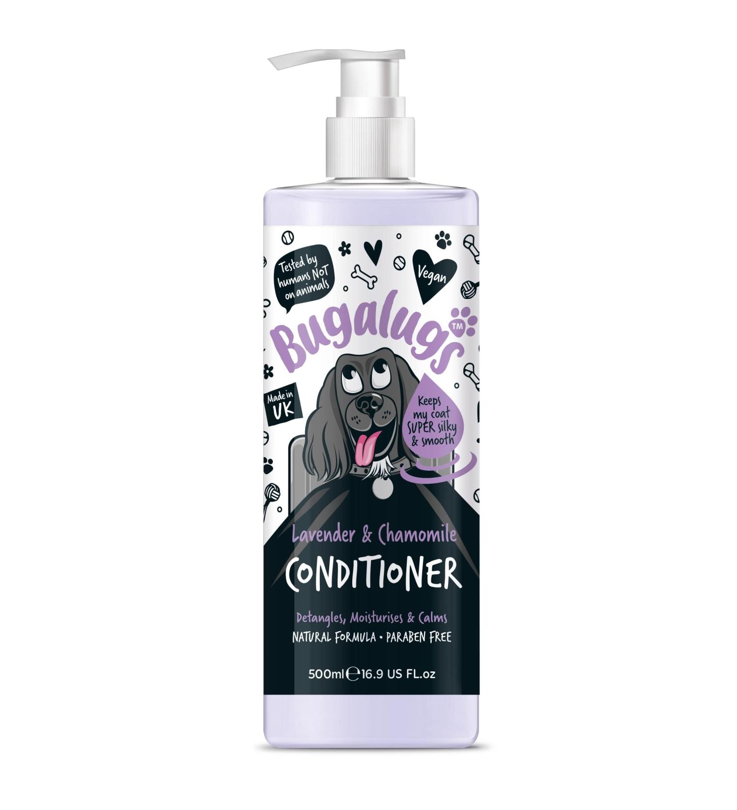 BUGALUGS Dog Conditioner 500ml with Lavender & Chamomile dog perfume best grooming Conditioner for dogs puppy & smelly pet that detangles & moisturises use with dog shampoo cologne - Buy Online on GoSupps.com