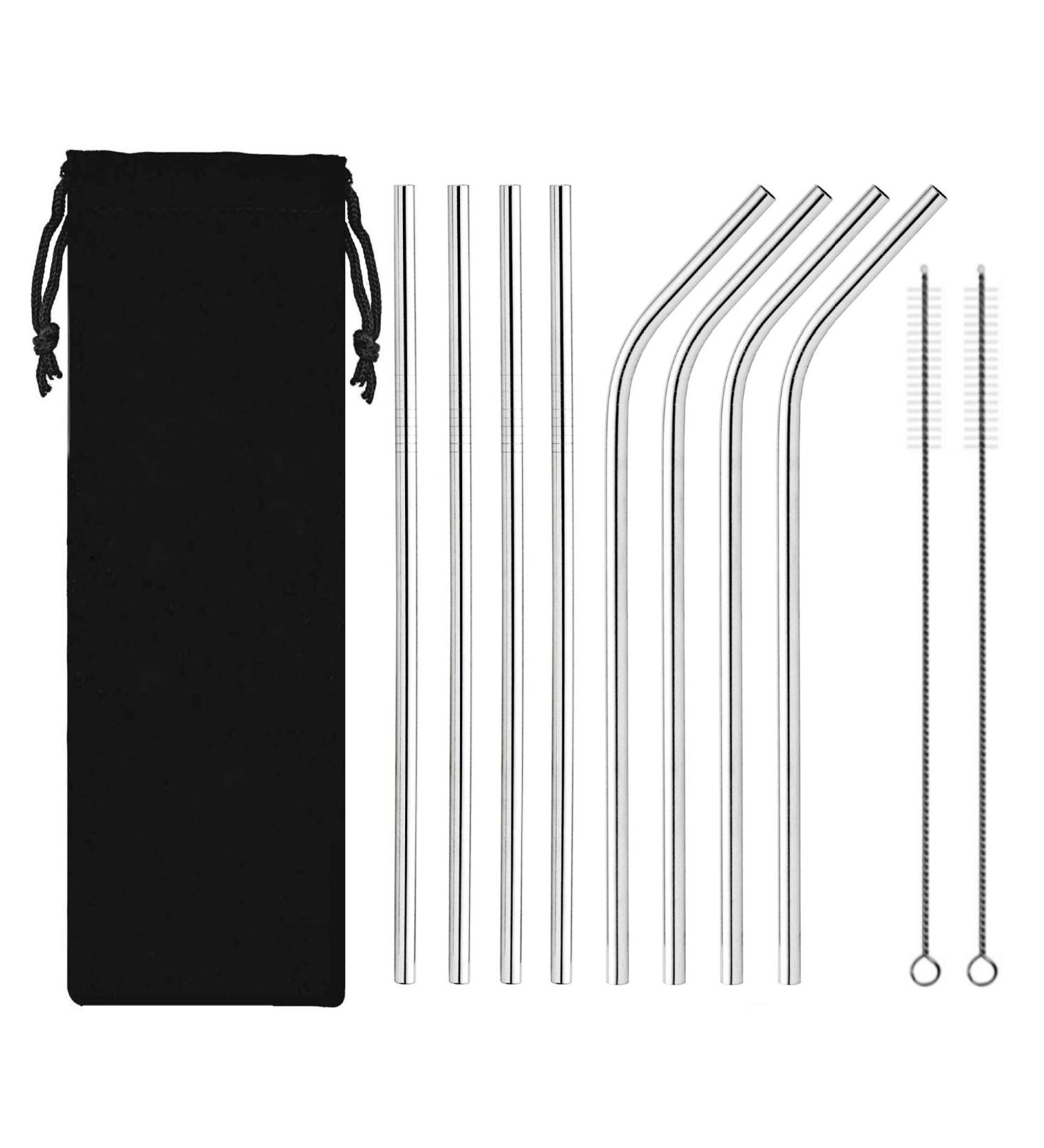 A Set of 8 Stainless Steel Straws Including 2 scrubbers Suitable for use in Beverages Reusable relatively Environmentally Friendly and Healthy - Buy Online on GoSupps.com