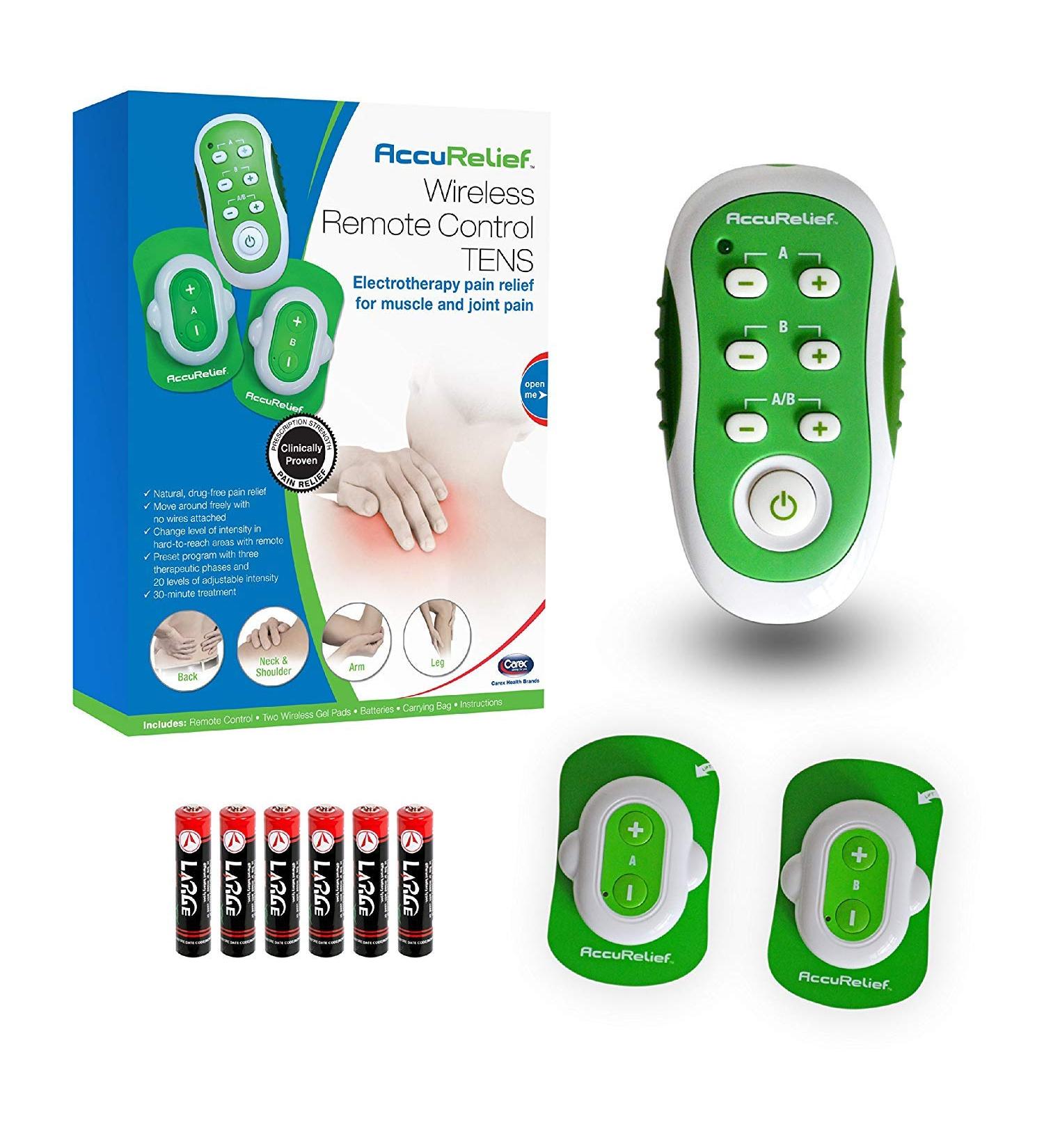 AccuRelief Wireless TENS Unit with Remote Control - Pain Relief Device and Muscle Stimulator for Back, Neck, Arm, and Leg Pain - Buy Online on GoSupps.com