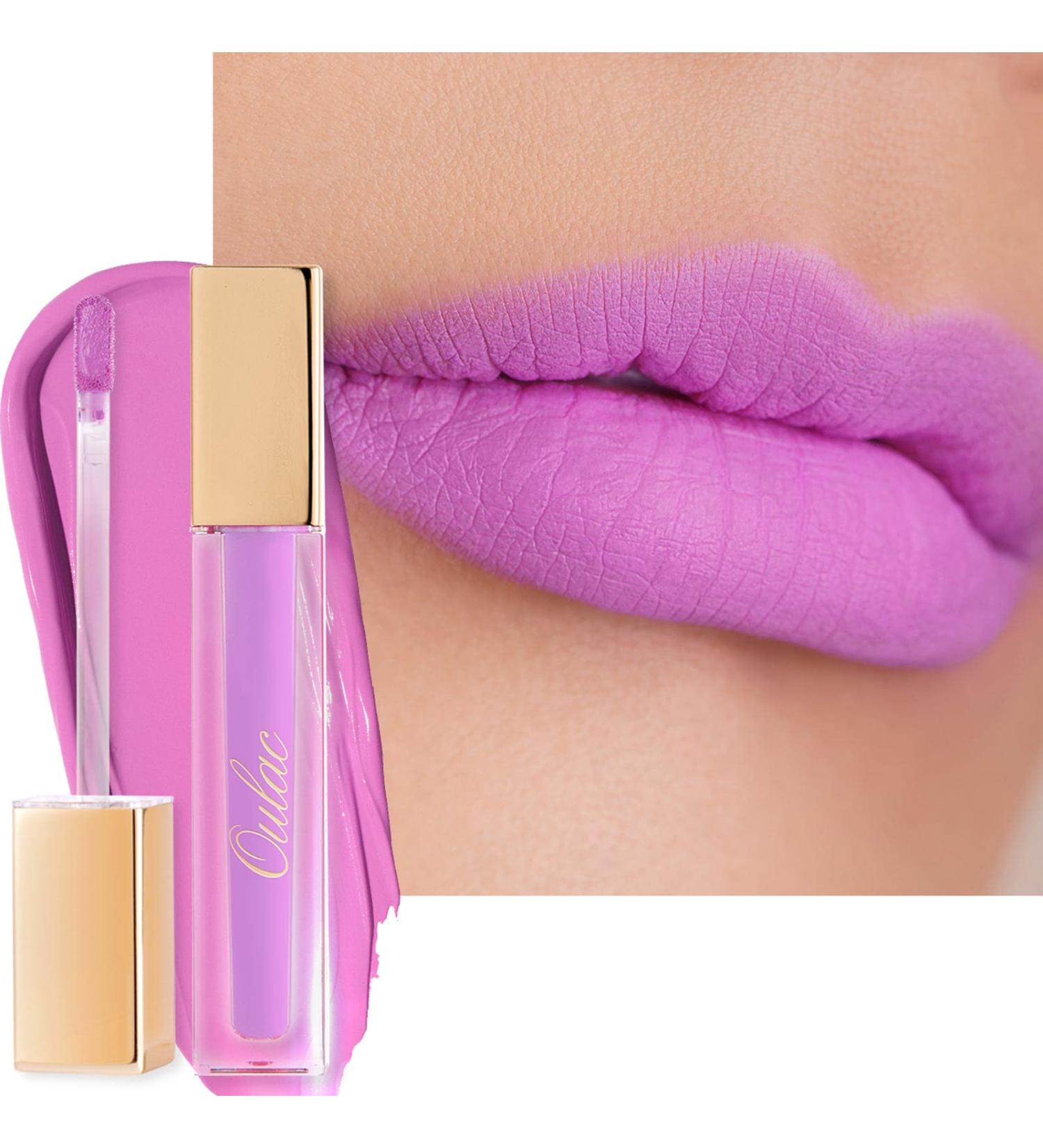 Oulac Matte Liquid Purple Lipstick | Long Lasting, Waterproof Lip Stain | Vegan & Cruelty-Free with Rose Oil | High Pigmented Formula | Light Purple M14 Unpredictable Kiss - Buy Online on GoSupps.com