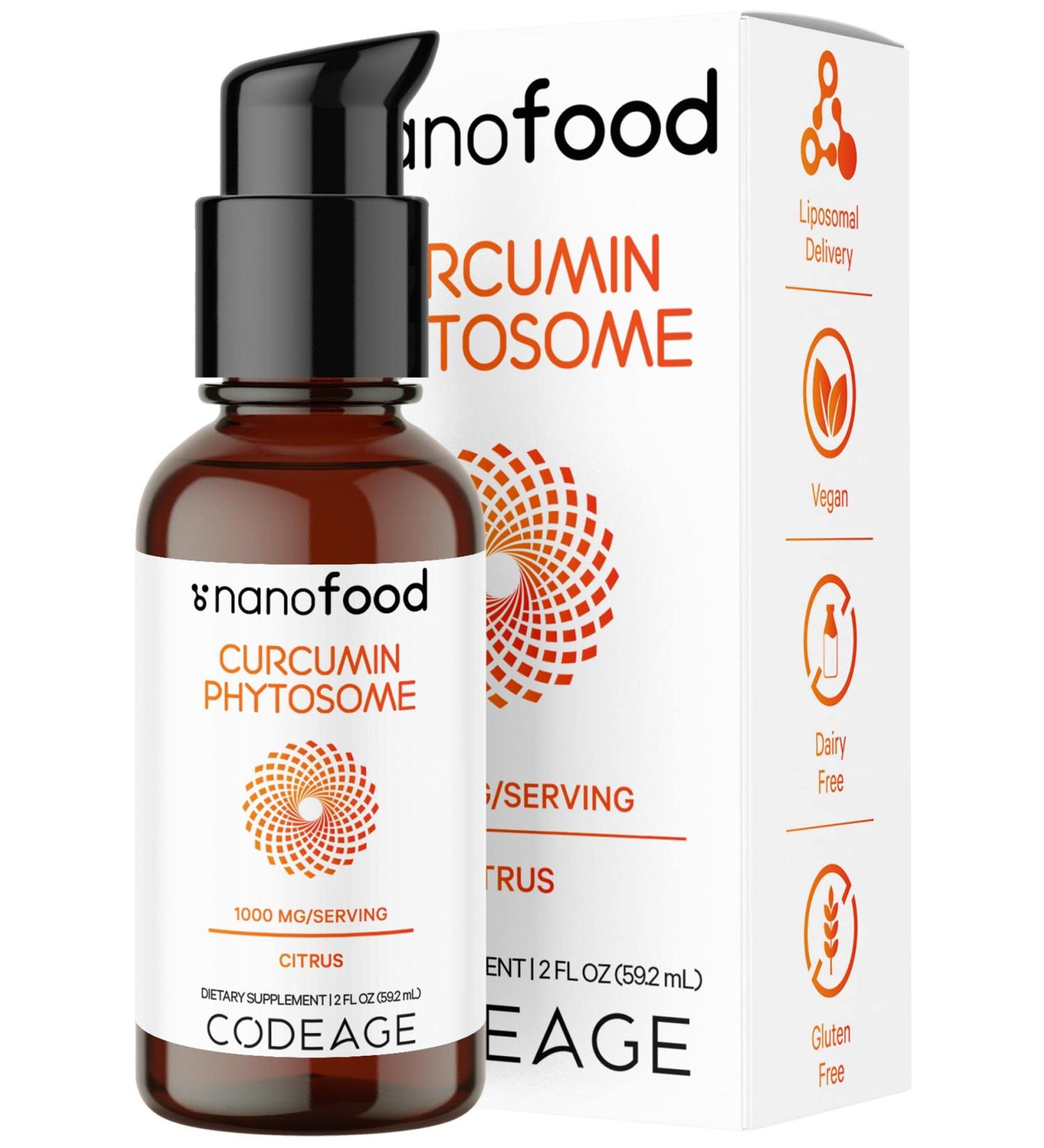 Codeage Liposomal Curcumin Phytosome Liquid Supplement - 2 fl oz | Turmeric Vegan Drops - Citrus Flavor | Plant-Based Curcuma Longa Extract - Buy Online on GoSupps.com