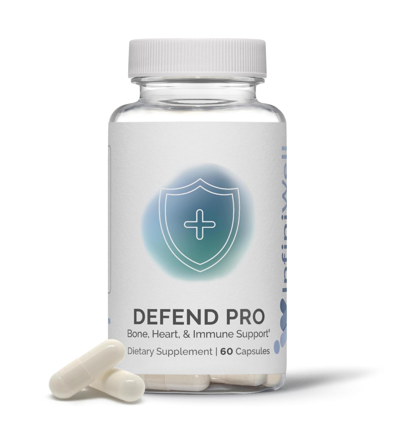 InfiniWell Defend Pro Bone & Immune Support Supplement - Vitamin A D3 & K2 Supplement - Bioavailable Active Nutrients - 250mcg VIT D - Aid Bone Strength Heart Health & More (60 Capsules) - Buy Online on GoSupps.com