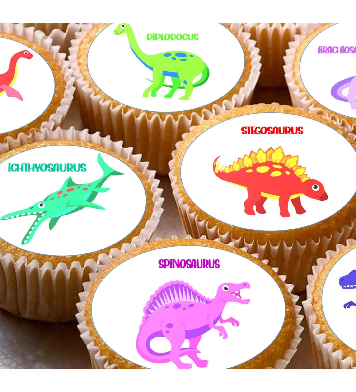 24 Dinosaur Names pre-cut edible cupcake wafer toppers - Buy Online on GoSupps.com