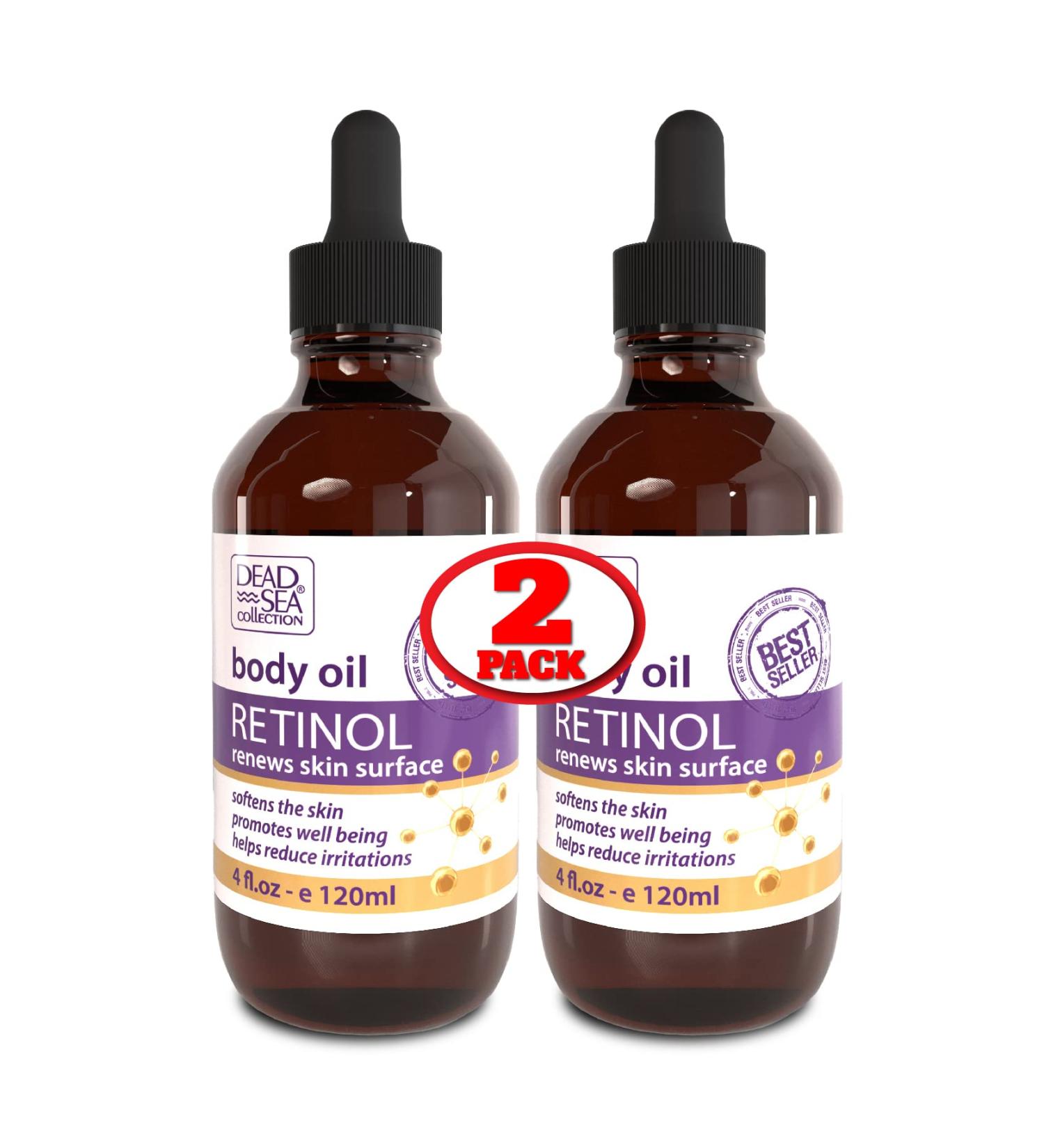 Dead Sea Collection Body Oil for Dry Skin - Retinol & Vitamin E Moisturizing Oil - Pack of 2 (4 Fl.Oz Each) - Buy Online on GoSupps.com