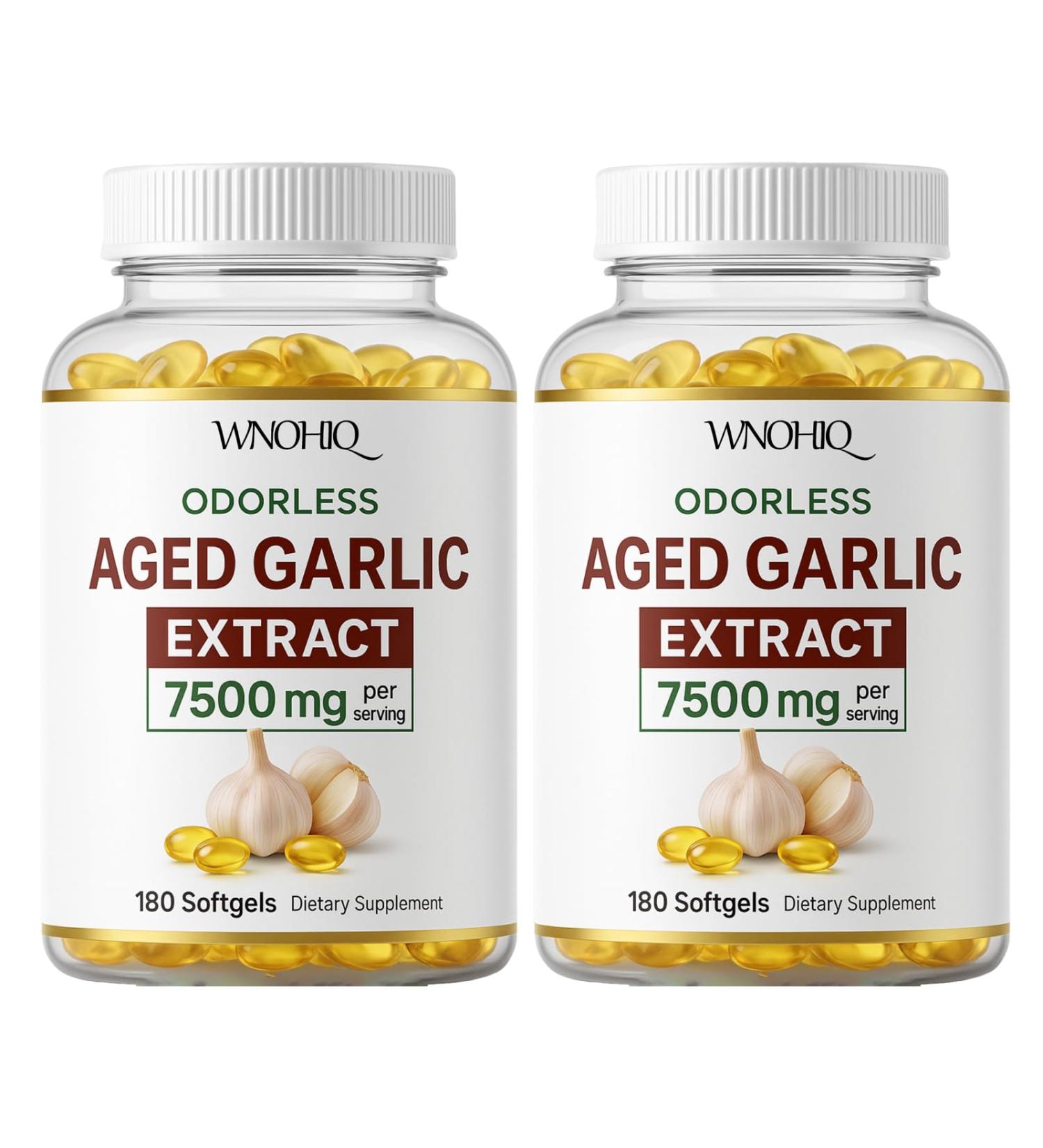 RTQSU Aged Garlic Extract - 7500mg Odorless | Garlic Supplements 360 Softgels | Odorless Aged Garlic Capseles for Supports Immune Health | Organic Non-GMO Gluten-Free (2) - Buy Online on GoSupps.com
