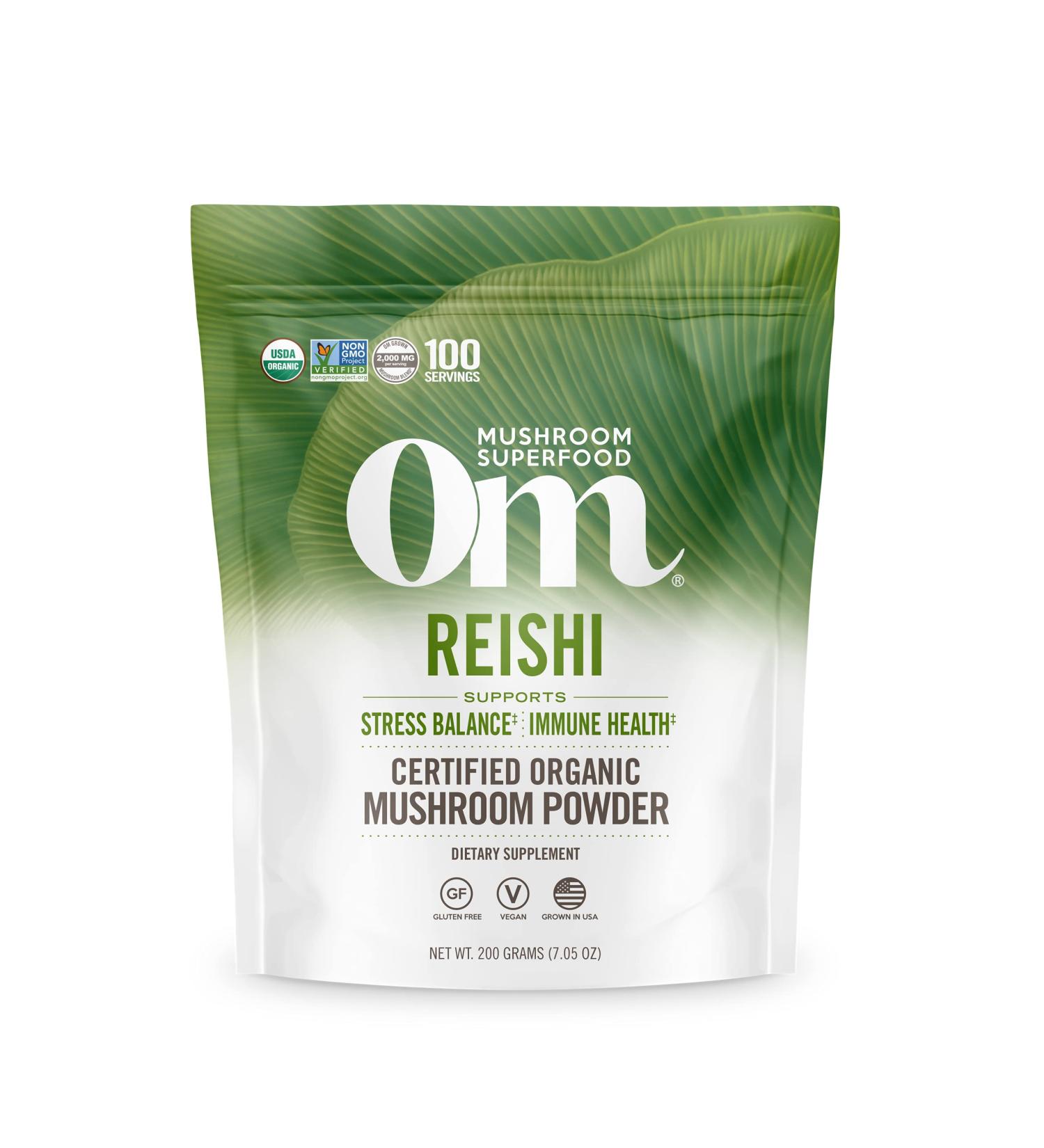 Om Mushroom Superfood Reishi Powder - Organic Adaptogen for Stress & Immune Support, 7.05 oz - 100 Servings - Buy Online on GoSupps.com