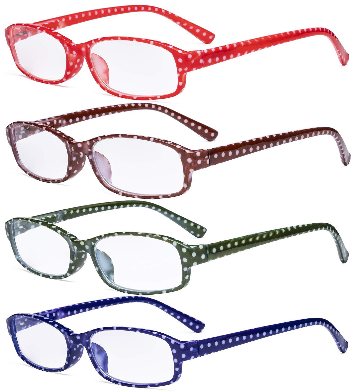 Eyekepper 4 Pack Ladies Fashion Reading Glasses - Stylish Polka Dot Readers +4.00 | Small Lens Designs for Women - Buy Online on GoSupps.com