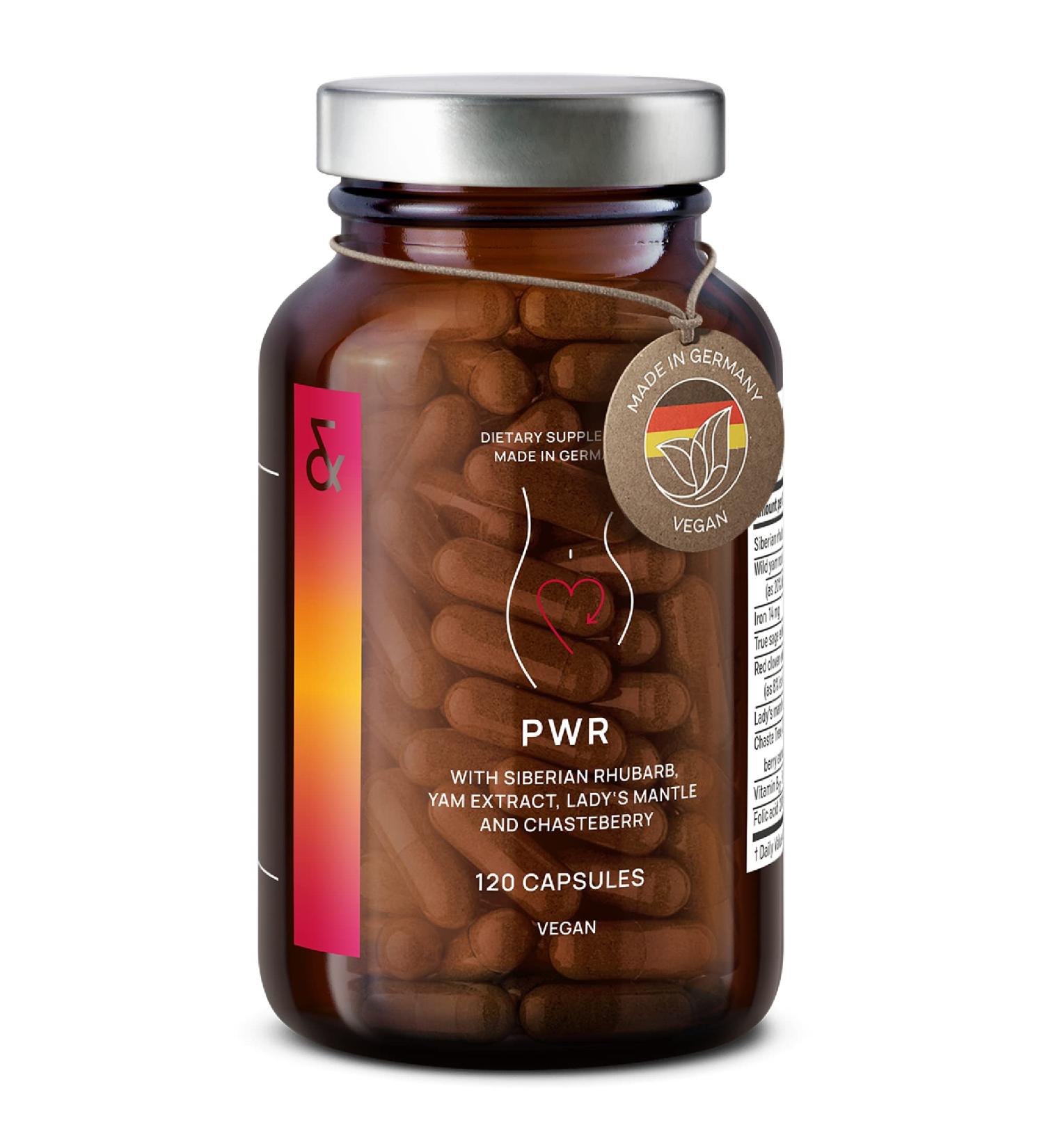 PWR Natural Hormone Balance for Women - Period & PMS Relief Supplement - 120 Vegan Capsules - Buy Online on GoSupps.com