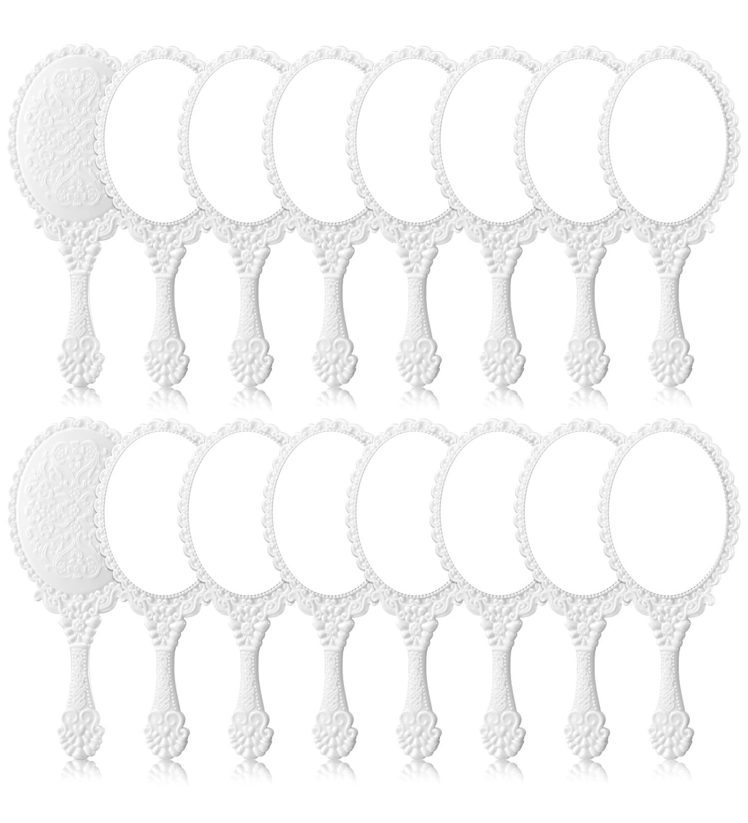 Yalikop 16 Pcs Retro Handheld Mirror - Vintage Vanity Cute Oval Decorative Mirror for Girls - Compact Travel Makeup Mirror (White) - Buy Online on GoSupps.com