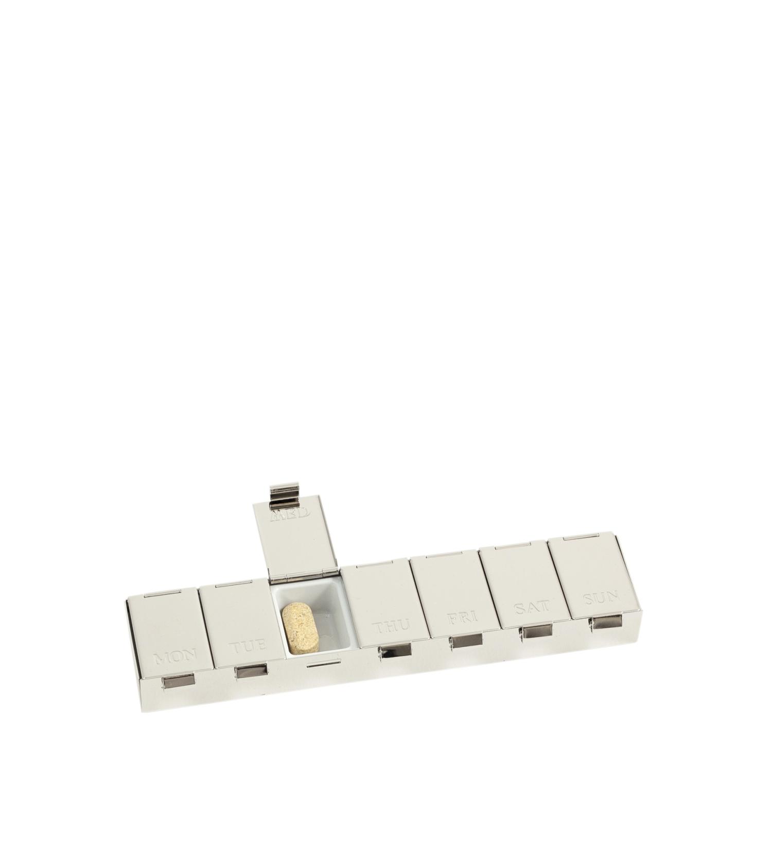Bey-Berk Chrome-Plated Days of the Week Pill Box