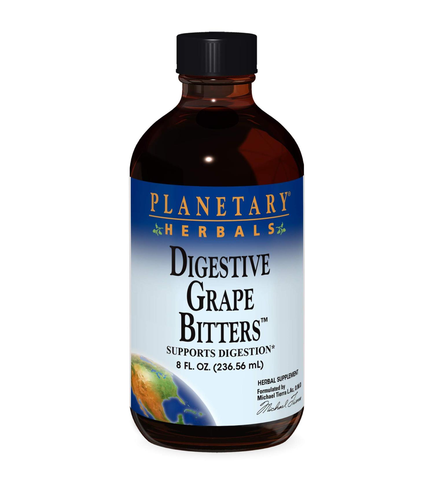 Planetary Herbals Digestive Grape Bitters Liquid Drops - Supports Digestion - 8 Fluid oz