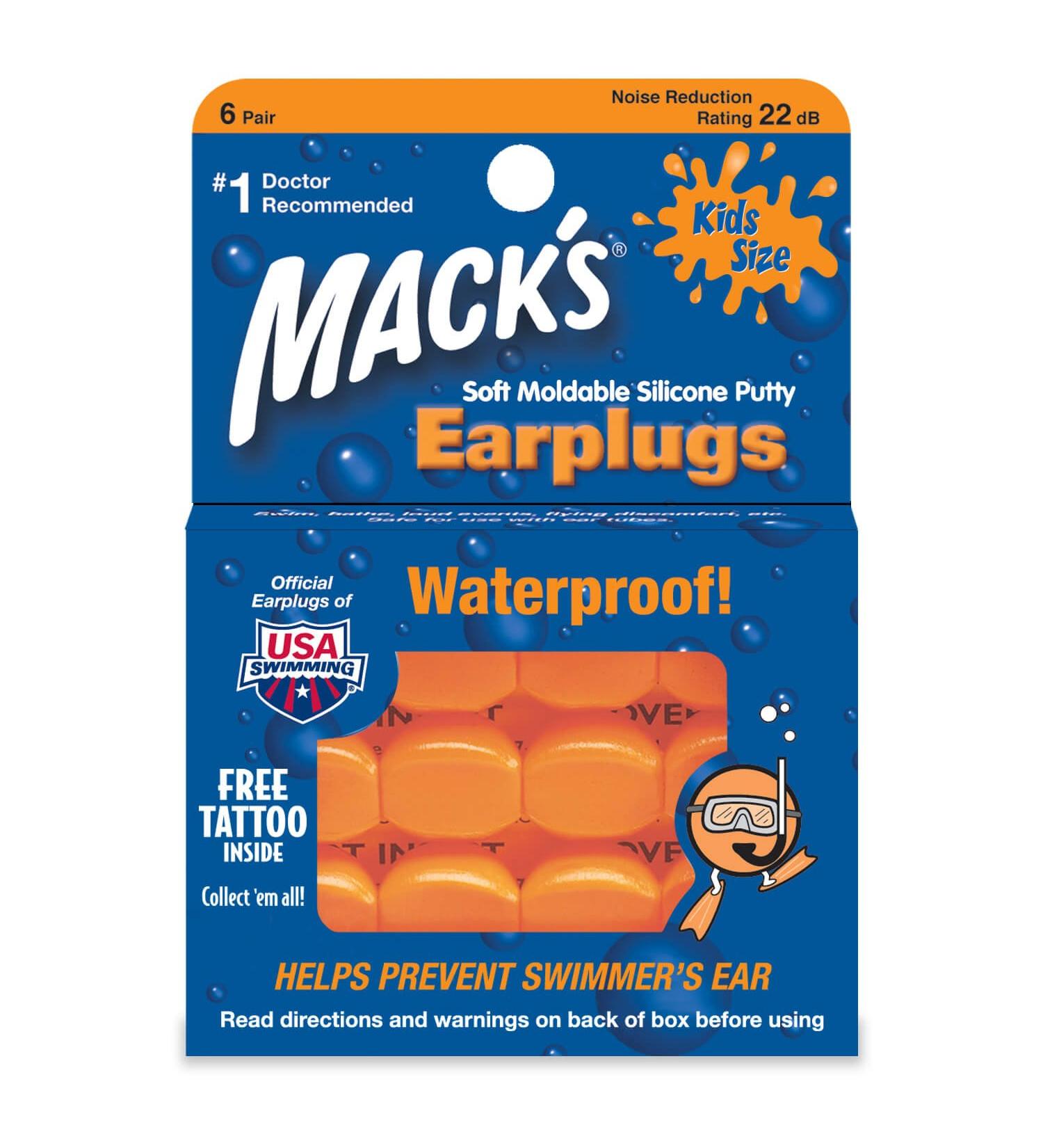 Macks Moldable Silicone Ear Plugs Kids Size 6 Pair 6 Count (Pack of 6)