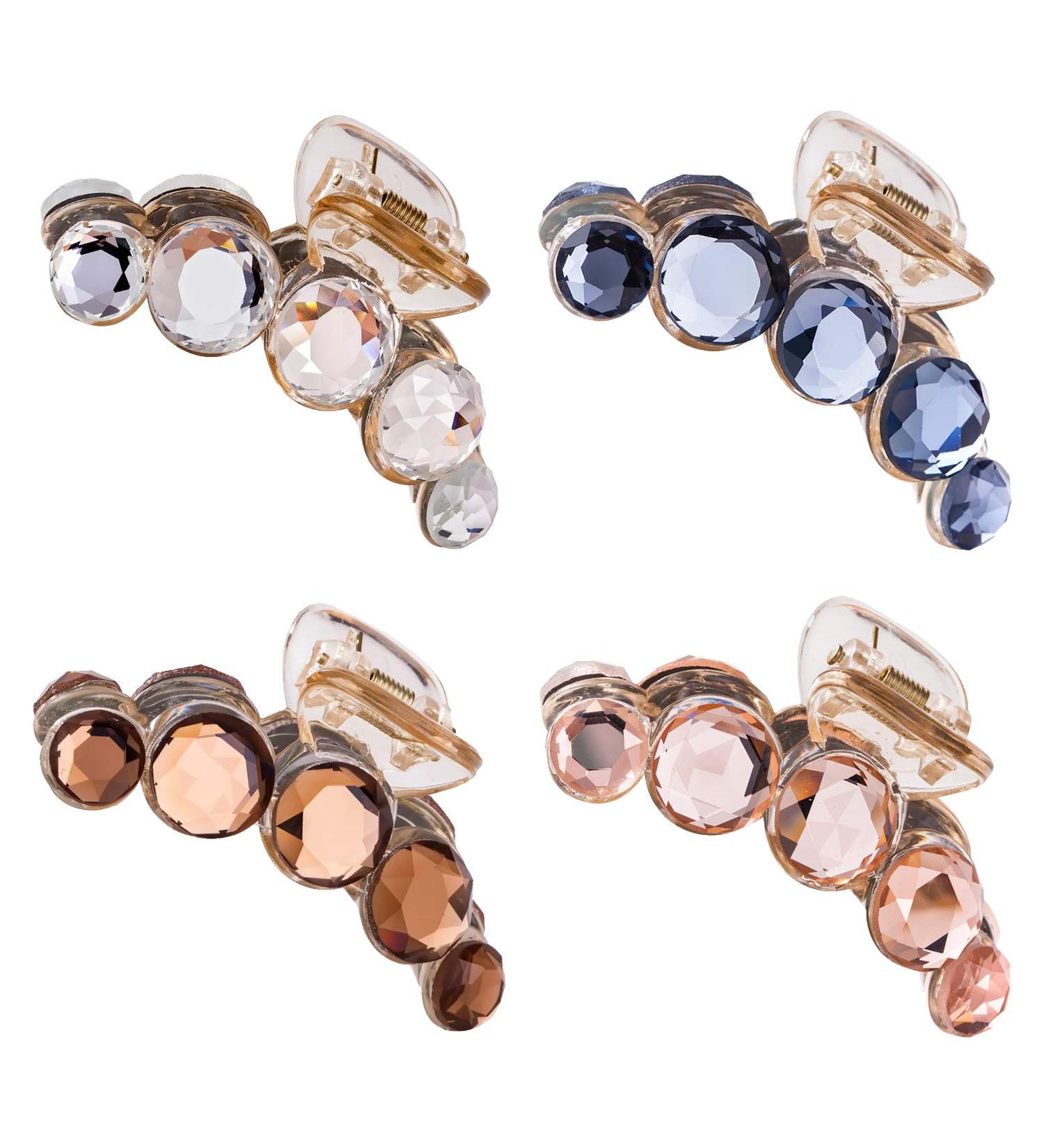 4 Pack Octopus Crystal Hair Claw Clips - Clear Gold Blue Brown Glitter Sparkly Fancy Plastic Hair Accessories for Women - Buy Online on GoSupps.com