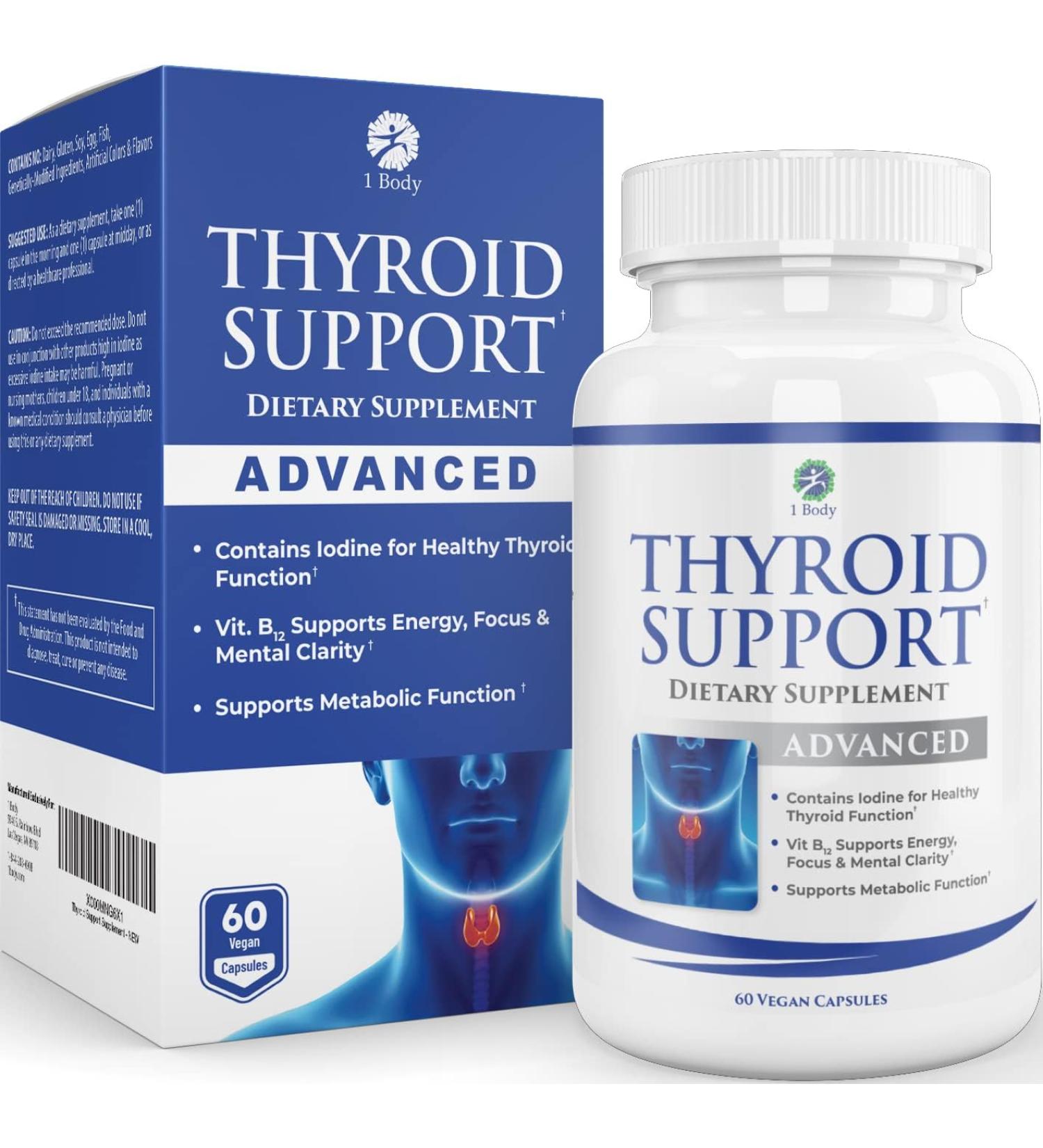 Thyroid Support Supplement with Iodine - 60 Capsules | Boost Metabolism & Energy - Buy Online on GoSupps.com