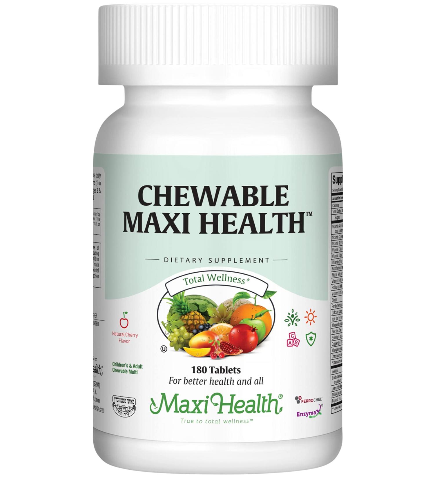 Maxi Health Chewable Multivitamin for Men and Women - Daily Multi Vitamin Supplement (180 Count) - Buy Online on GoSupps.com