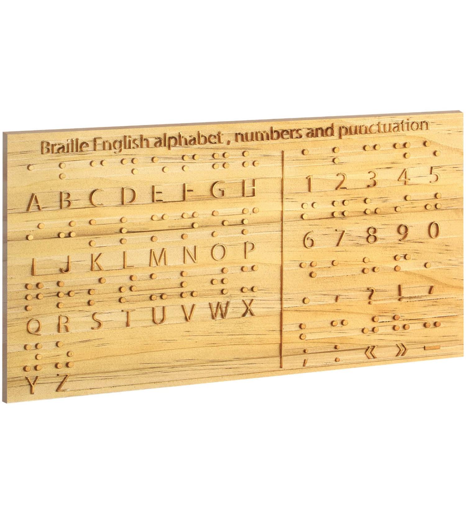 Braille Alphabet Board 8.7x6.3 Inches Wood | Educational Tool for Sight Learning & Games | Montessori Braille Fingerboard - Buy Online on GoSupps.com