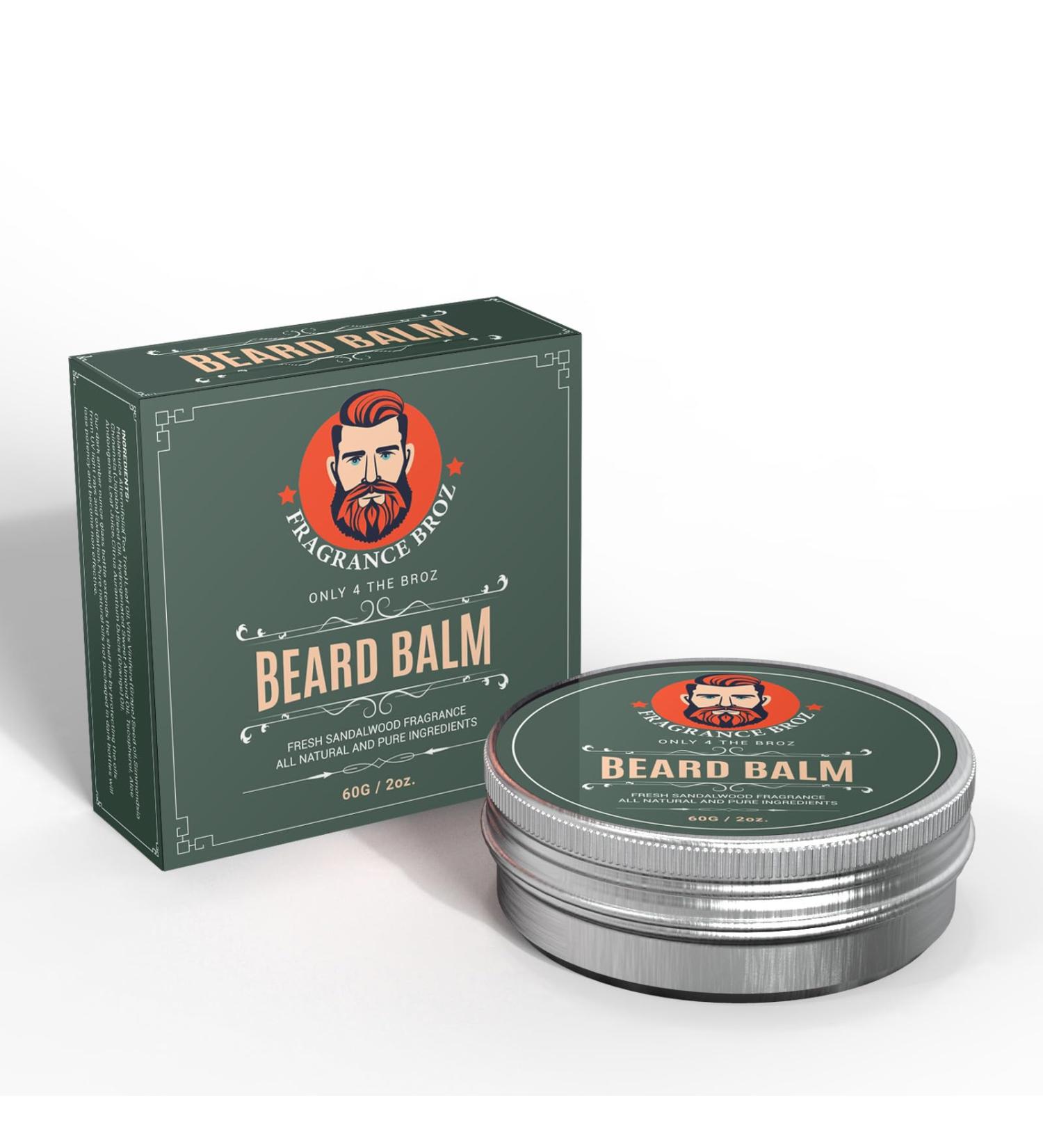 Beard Balm for Men - Sandalwood 2oz | Natural & Organic Leave-in Conditioner for Styling Strengthening & Softening Beards - Buy Online on GoSupps.com