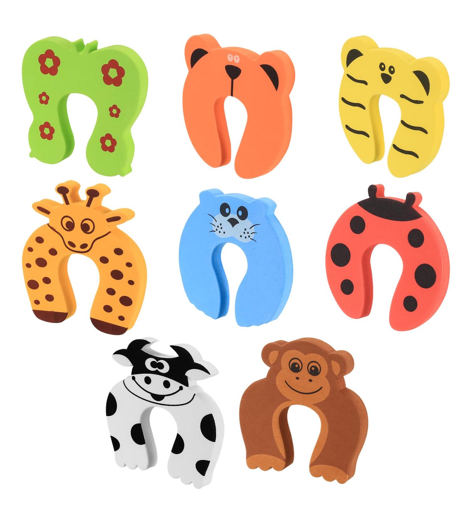 8 STK Door Finger Clamping Protection for Kids | Child Safety Door Stopper Foam | Animal Color Pinching Protection for Baby & Children - Buy Online on GoSupps.com