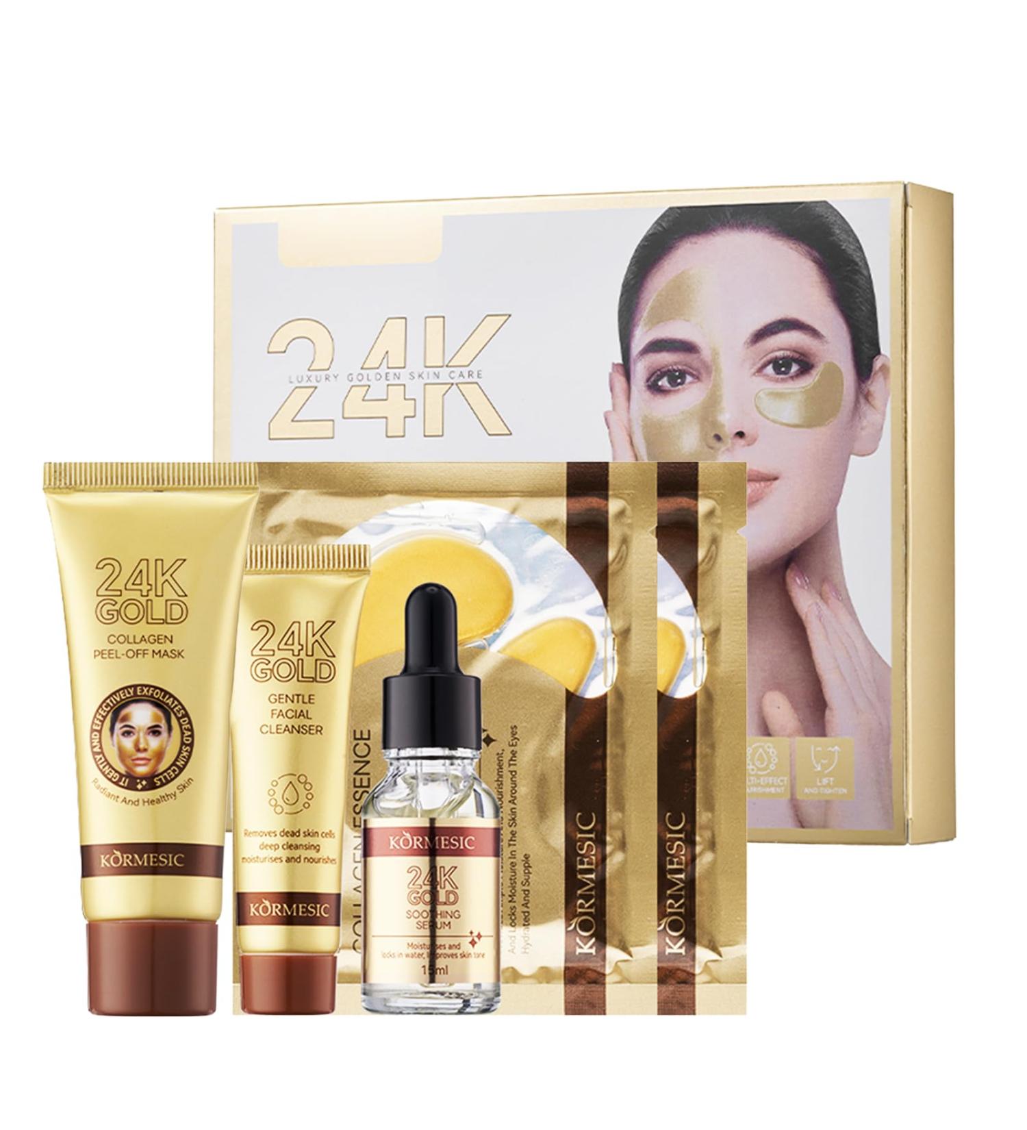 Skin Care Sets & Kits - Skin Care for Teenage Girls Gifts - 24K Gold Anti Aging Pamper Sets for Women-Smooth Moisturize & Clean Pores Skincare Set -Cleanser-Serum-Peel Off Mask-Eye Mask All Skin Types - Buy Online on GoSupps.com