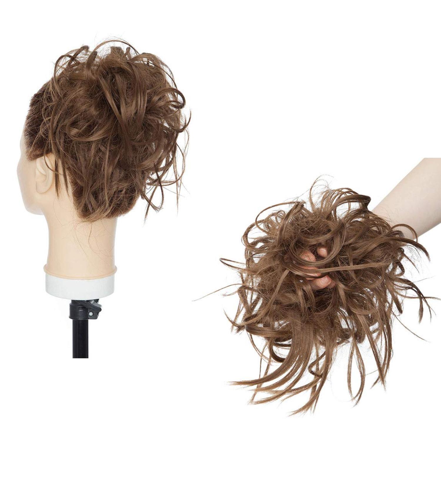 Tousled Hair Extensions Scrunchie - Brown Blonde Elastic Updo Ponytail - Buy Online on GoSupps.com