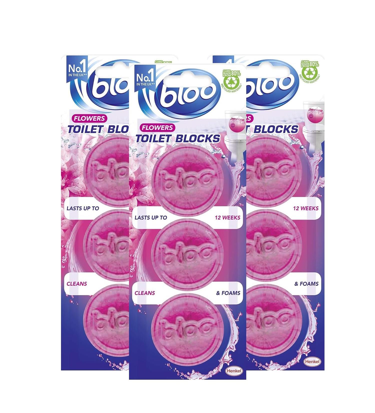Bloo Toilet Cistern Blocks - Long Lasting Toilet Block Cleaner and Freshener For Cisterns - Toilet Bowl Cleaner Tablets Up to 8 Weeks of Freshness Anti-Limescale Cleaning 3 pack + Cheeroo Magnet 3 count (Pack of 3) - Buy Online on GoSupps.com