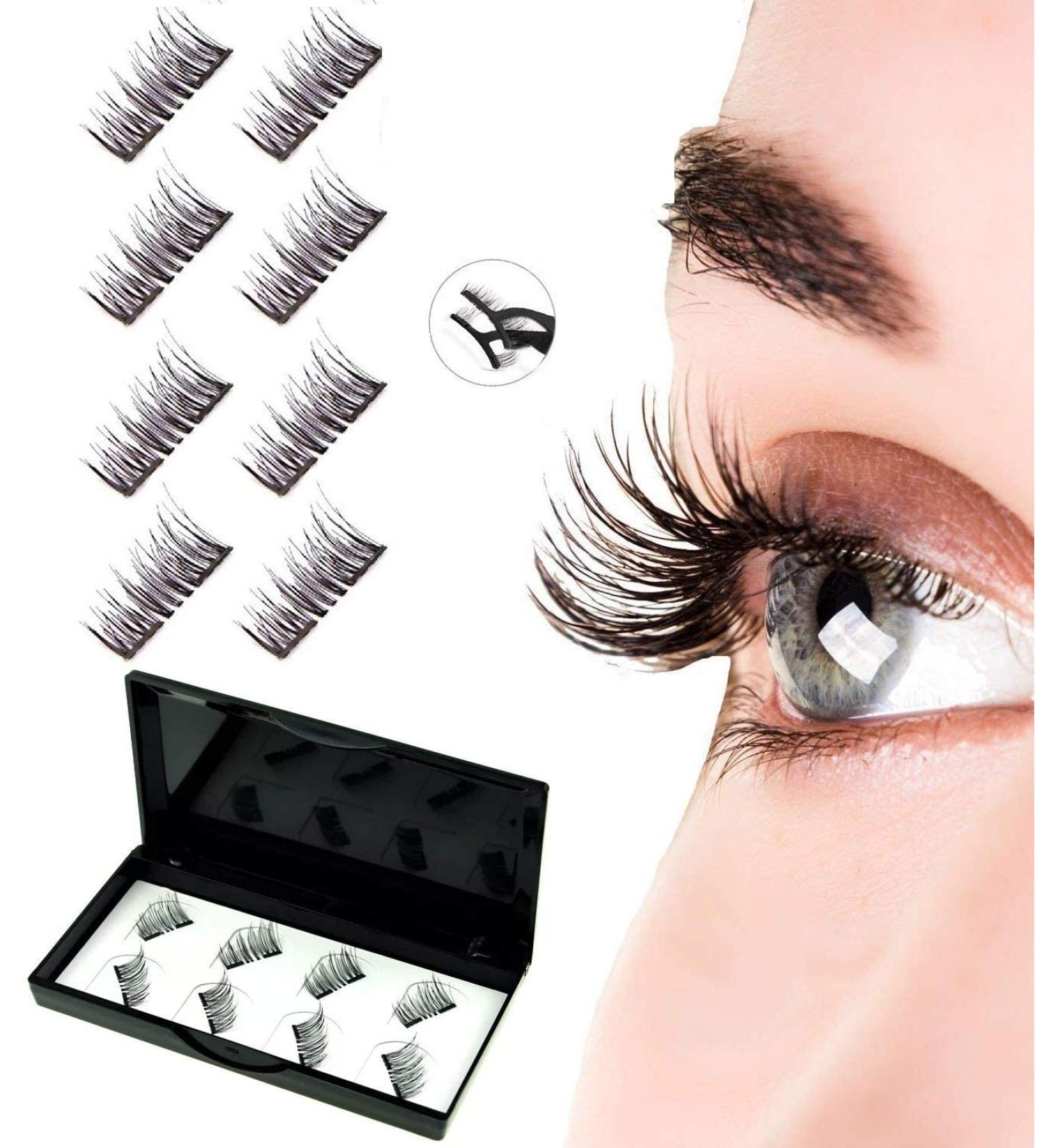 Half Eye No Glue Magnetic Eyelashes - Natural Look, Reusable False Lashes with 2 Magnets & Applicator - 1 Count - Buy Online on GoSupps.com