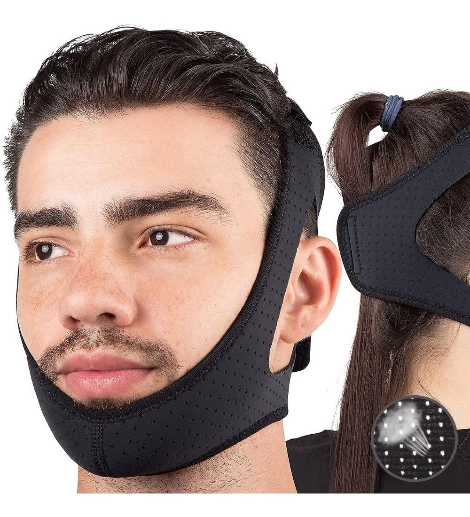 Crethinkaty Anti Snore Chin Strap - Flexible Breathable Sleep Aid Solution for Men and Women - Buy Online on GoSupps.com
