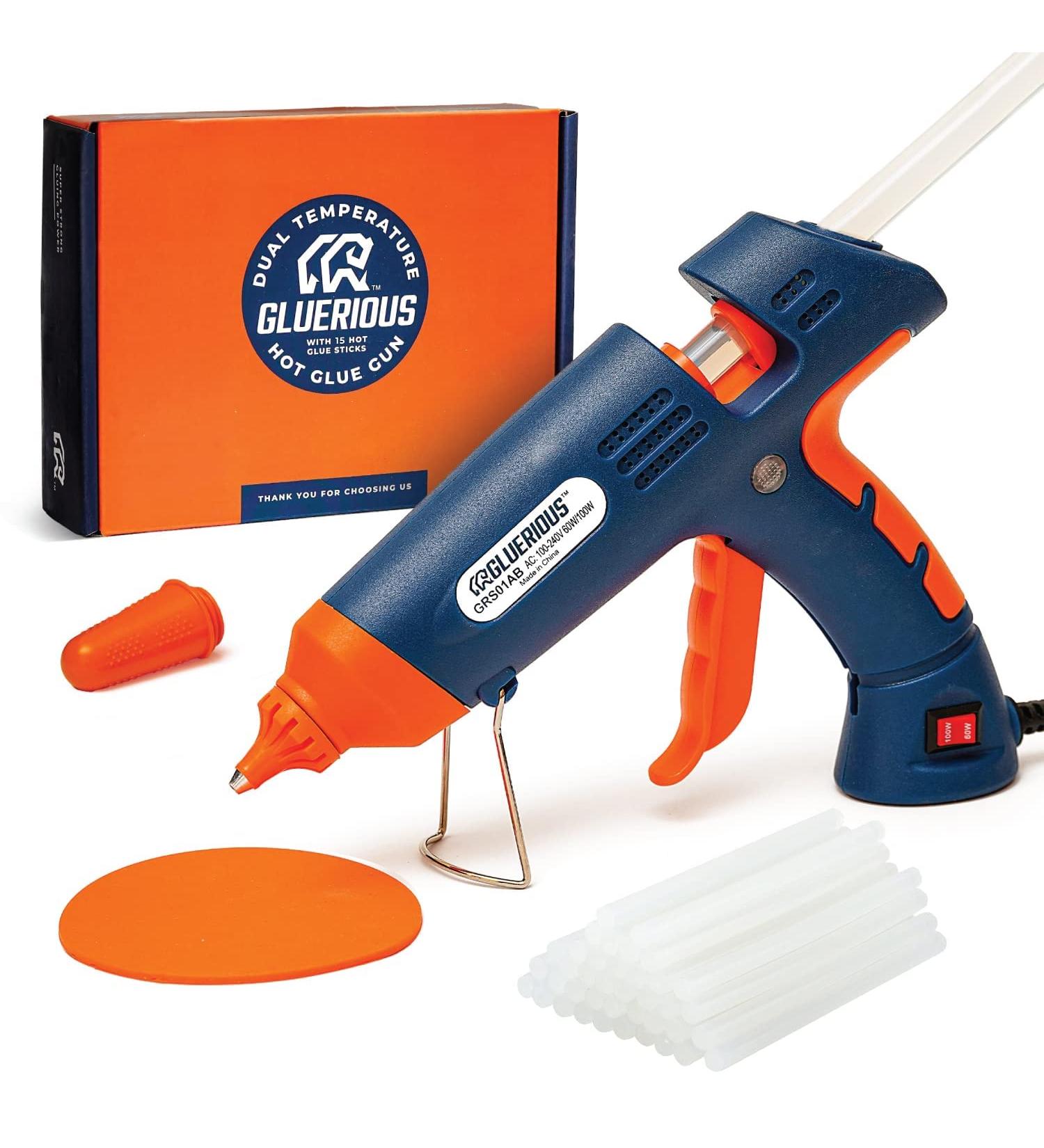 Hot Glue Gun Kit  Gluerious Dual Temp Glue Gun With 15 Hot Glue Sticks  60W/100W Full Size Glue Gun For Crafts & Heavy Duty Full Size (15 sticks) - Buy Online on GoSupps.com