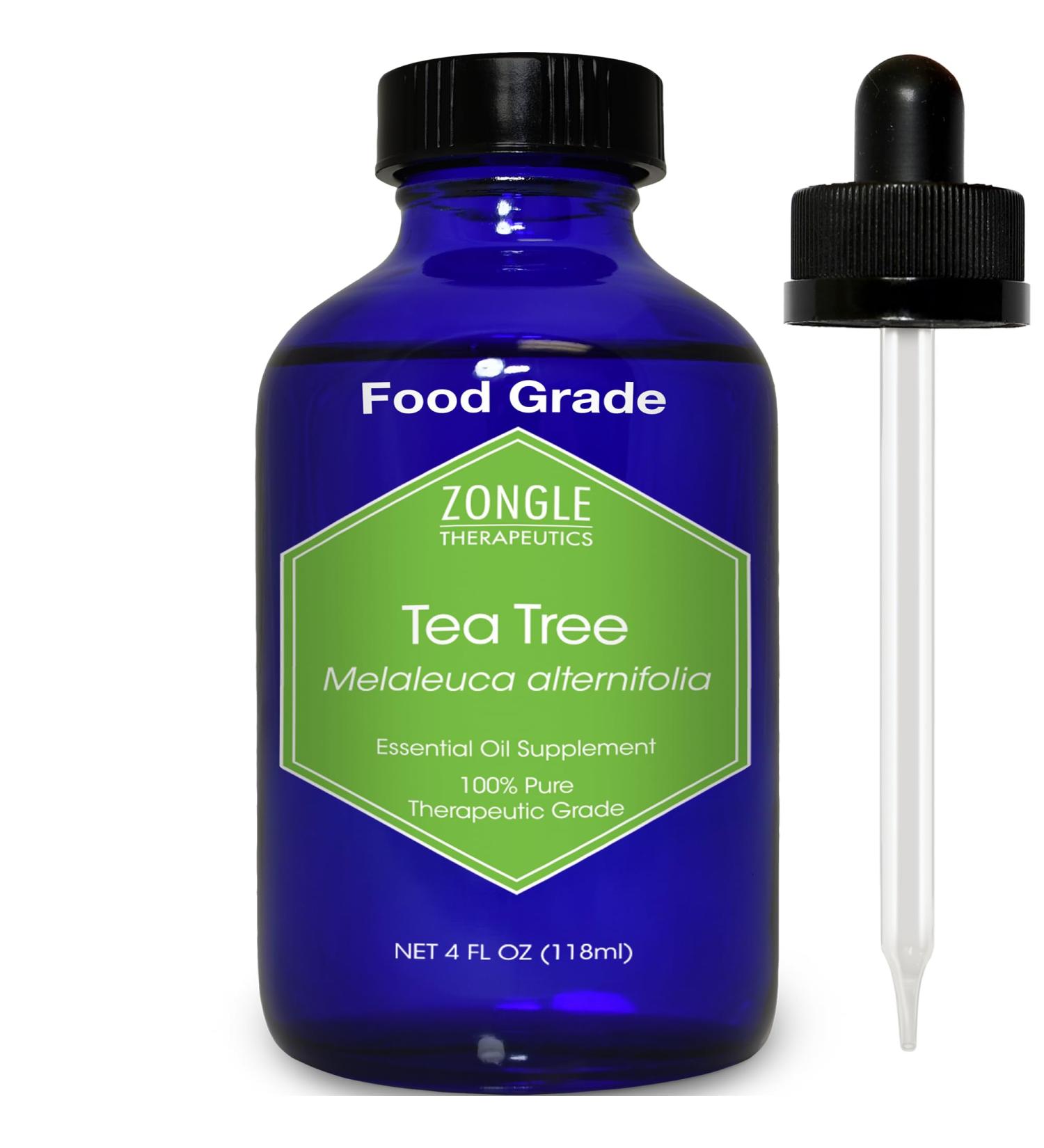100% Pure Tea Tree Essential Oil for Skin & Toenail Fungus - Food Grade - Zongle Therapeutics 4 OZ - Buy Online on GoSupps.com