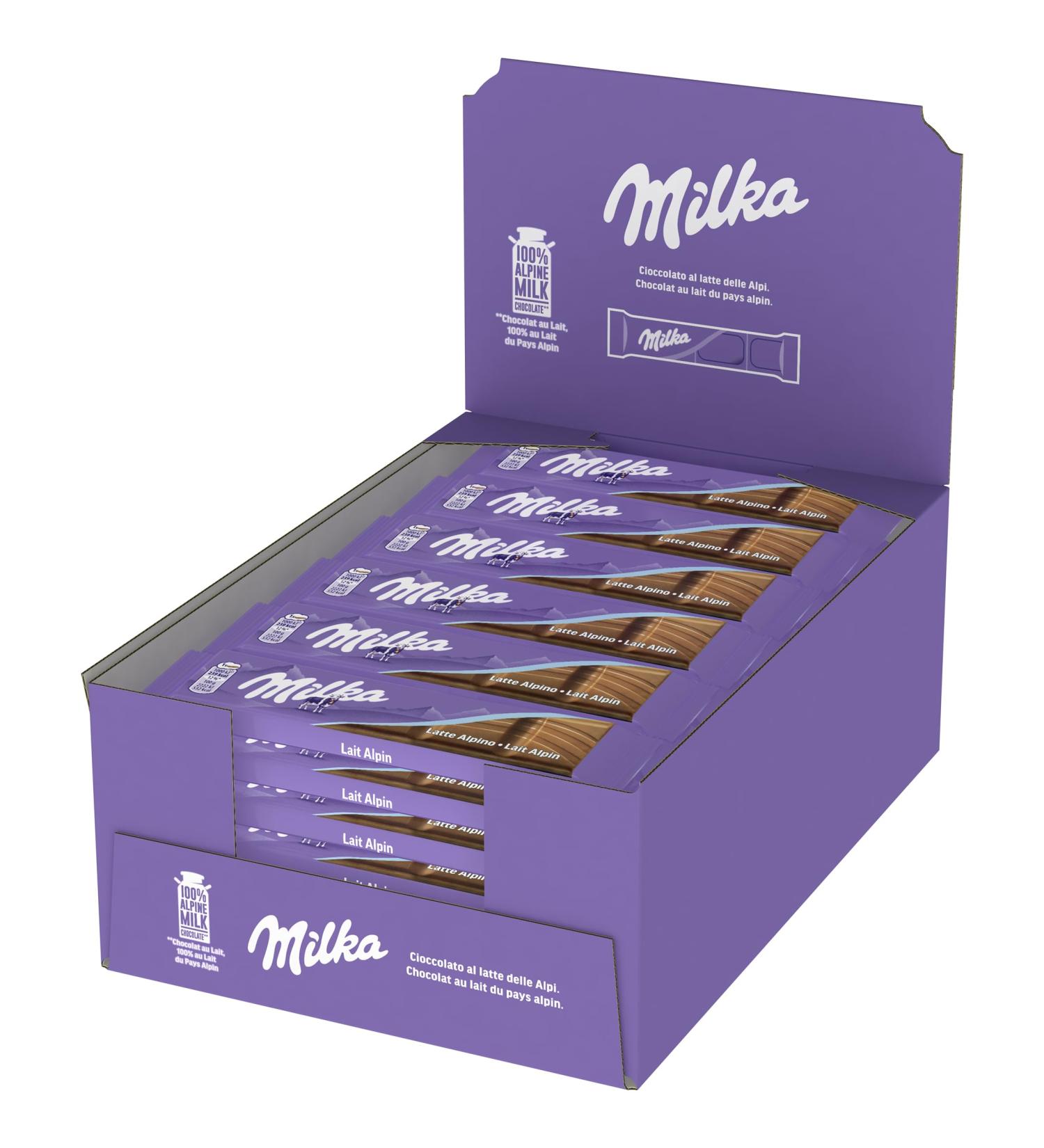 Milka - Barre de Chocolat au Lait Alpin - Snack Emporter - Go ter Enfant et Pause Gourmande - Cacao Durable - 45 g - Pr sentoir de 30 unit s - Buy Online on GoSupps.com