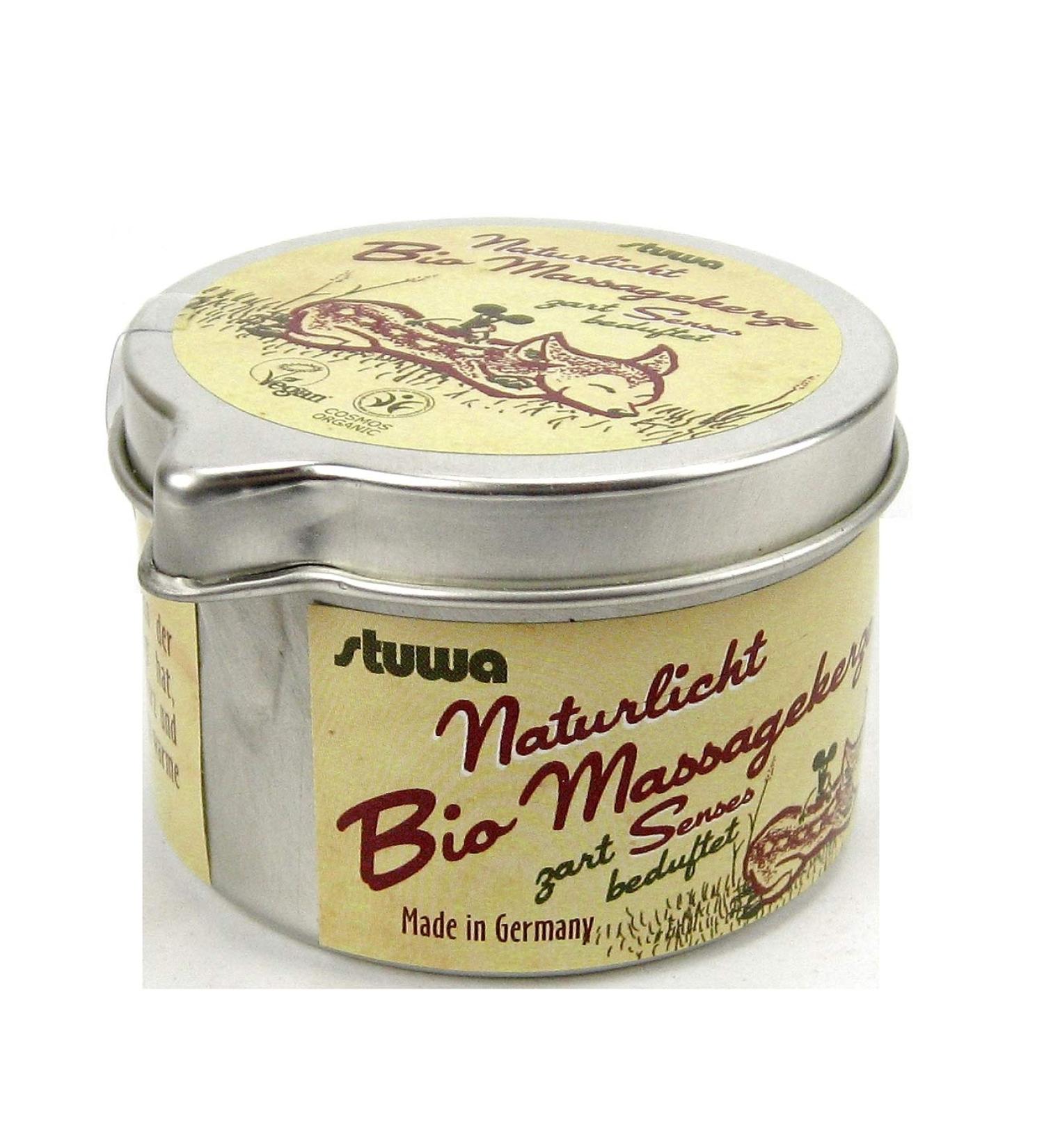 Stuwa Natural Light Organic Massage Candle Senses 100 ml Metal Tin