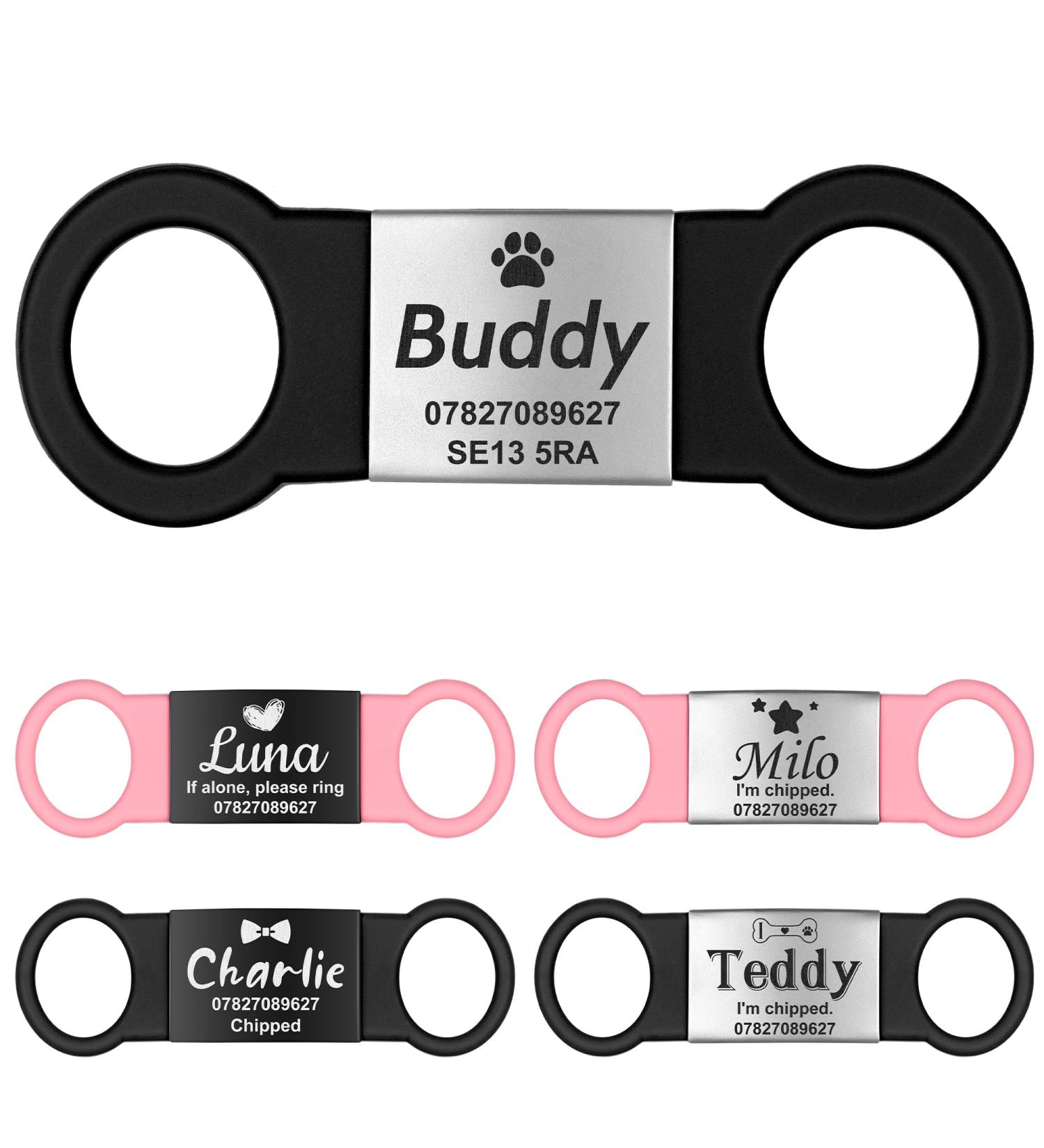 Personalized Gisurey Dog Tag - Engraved Silent Slide-On Stainless Steel collar for Dogs & Cats | Durable & Easy to Read - BS-S S (1.5 cm Width) - Buy Online on GoSupps.com