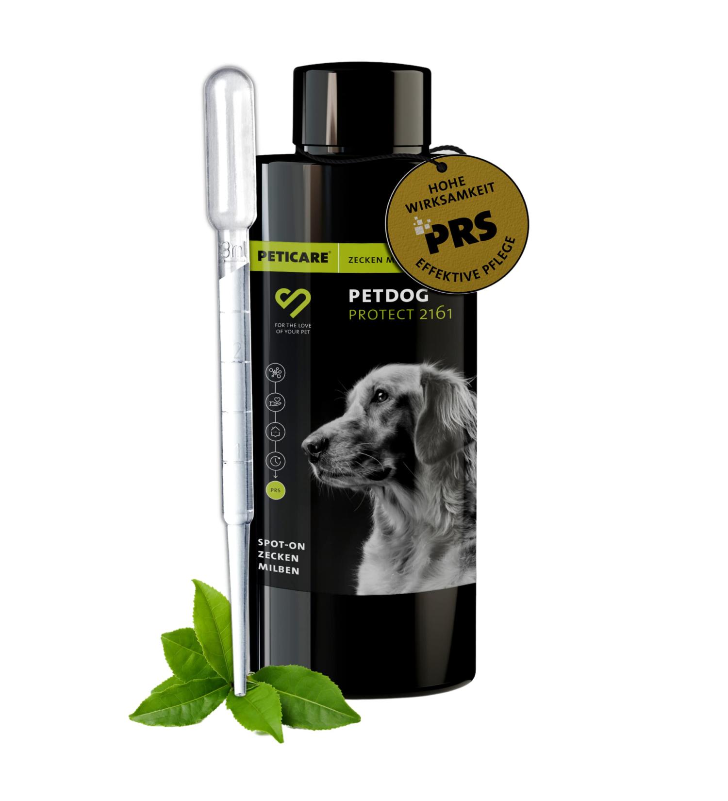 Peticare Tick Protection for Medium Dogs | Plant-Based Spot-On | Waterproof Formula | Protects Against Ticks & Mites | Long-Lasting PRS System - Petdog Protect 2161 (100 ml) - Buy Online on GoSupps.com