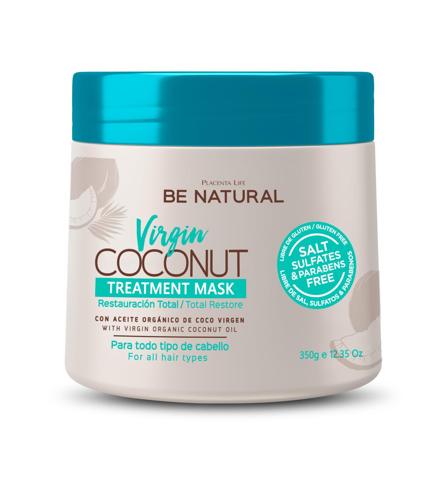 Placenta Life Be Natural Virgin Coconut Treatment Mask - Repair & Moisturize for All Hair Types (12.35 Oz) - International Shipping Available - Buy Online on GoSupps.com