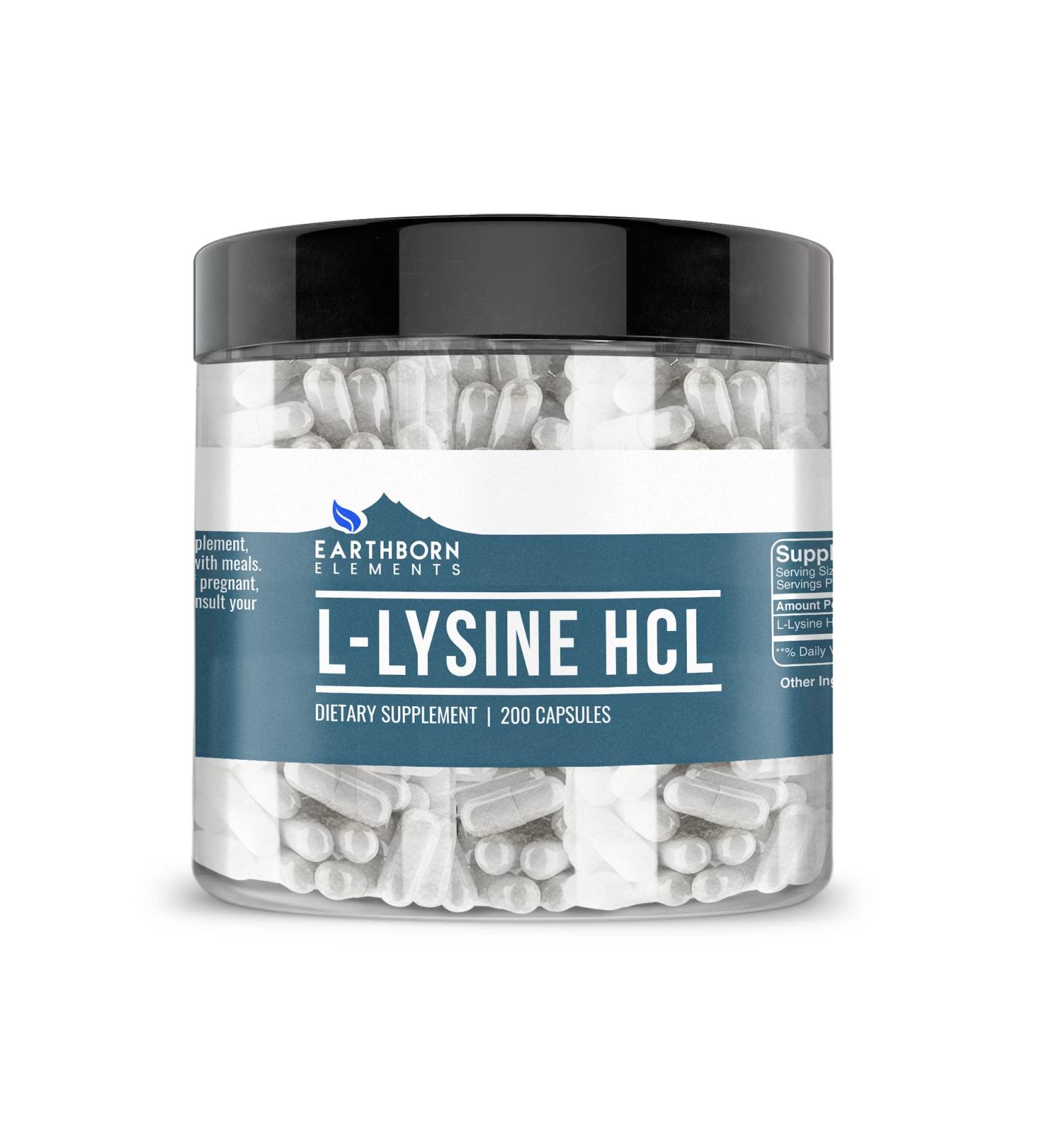 Buy Earthborn Elements L-Lysine HCL 200 Capsules - Pure Undiluted & No Additives - International Shipping Available - Buy Online on GoSupps.com