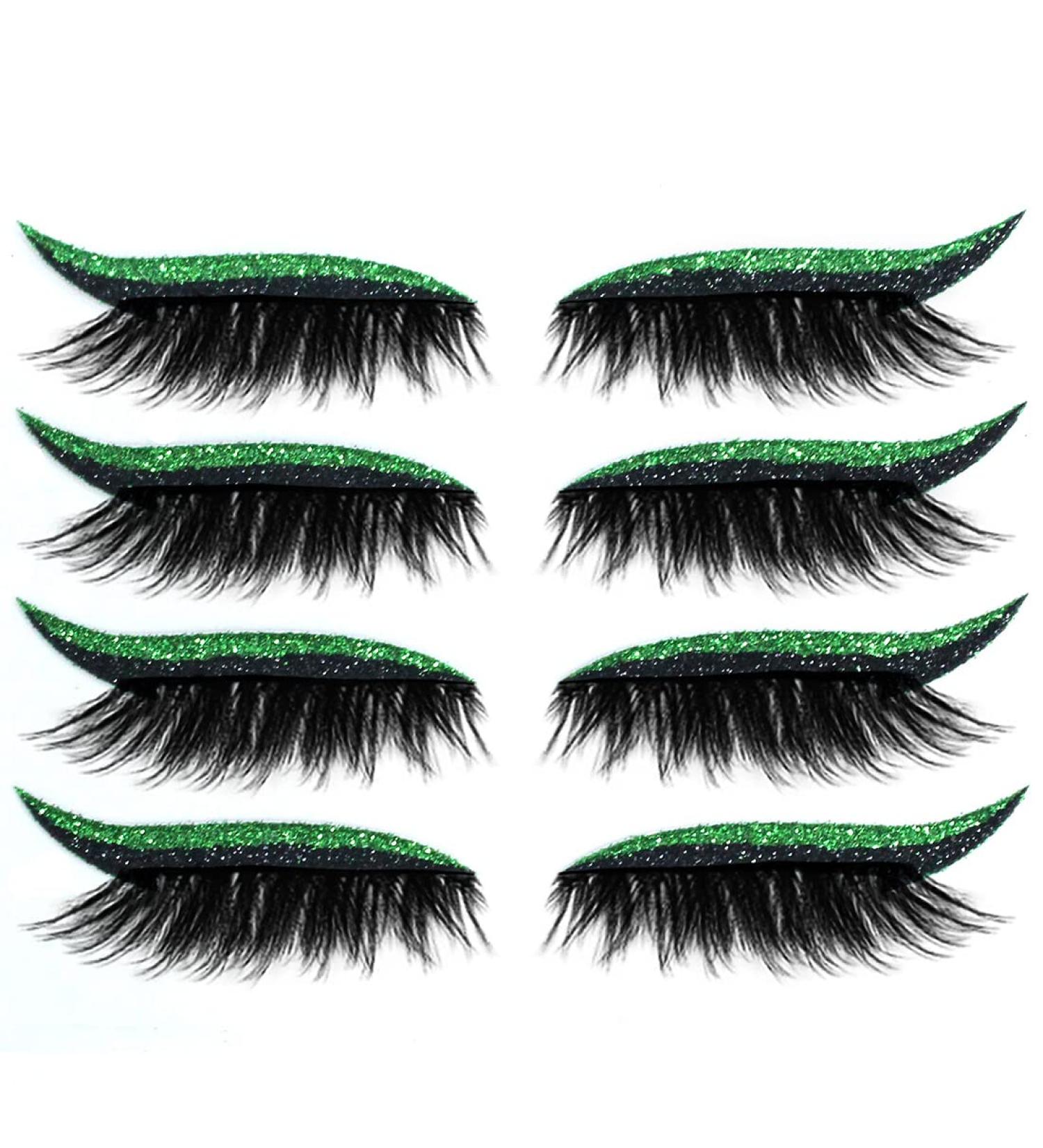 Shop Zeabsr Green Glitter False Eyelashes & Eye Makeup Stickers - 3D Reusable Long Thick Eyelashes (GA122) | International Shipping Available - Buy Online on GoSupps.com