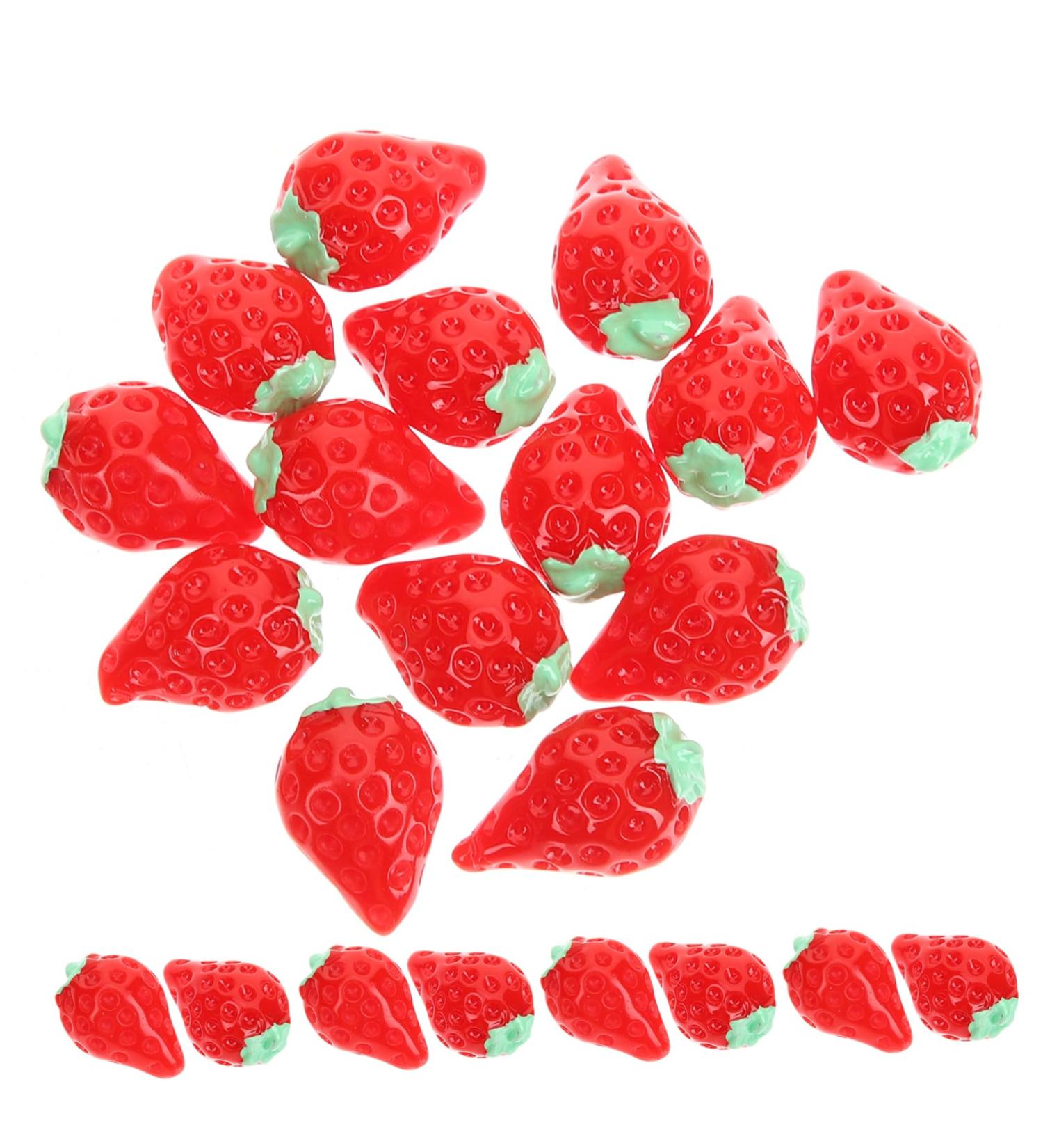MAGICLULU 30pcs mini toy doll house accessory fake fruit resin strawberry cake decoration fake strawberries mini hair accessories artificial toy room key chain doll house mini photo frames Red 1.6x1cm - Buy Online on GoSupps.com