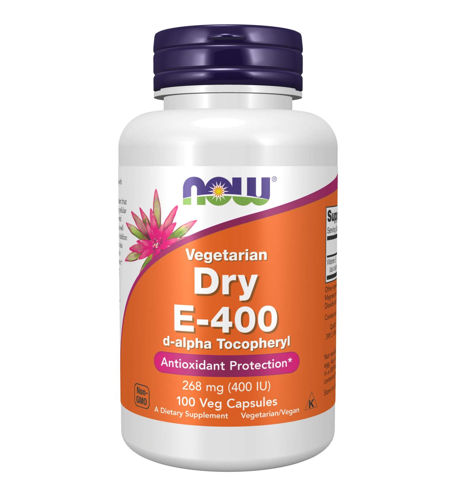 Now Foods Dry E-400 Vegetarian â€“ 100 Veg Capsules | Natural Antioxidant Supplement - Buy Online on GoSupps.com