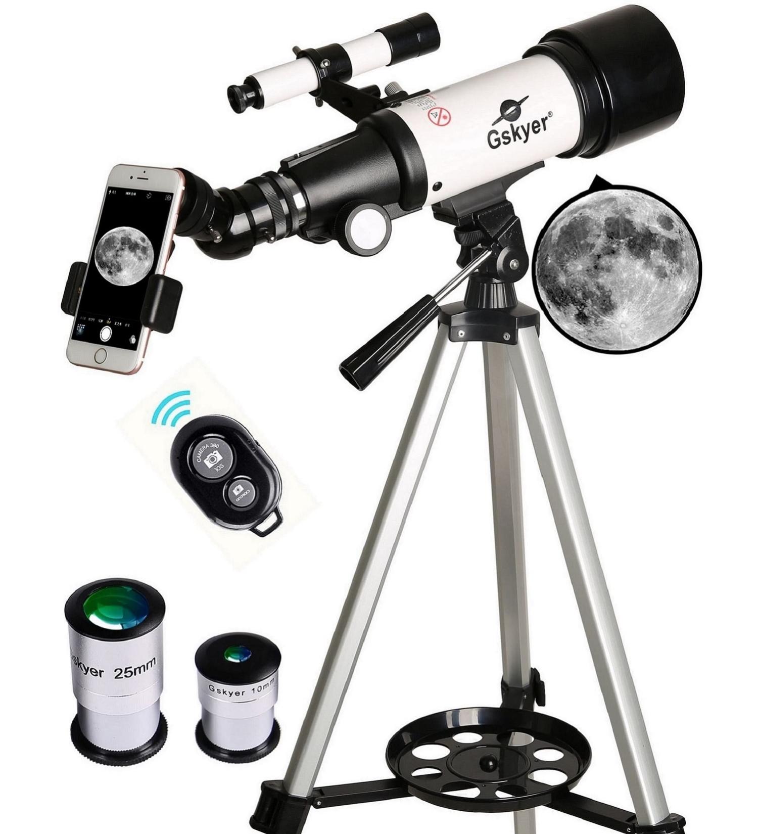 Gskyer Telescope 70mm Aperture 400mm AZ Mount Astronomical Refracting Telescope - Ideal for Kids Beginners, with Carry Bag, Phone Adapter, and Wireless Remote - Buy Online on GoSupps.com