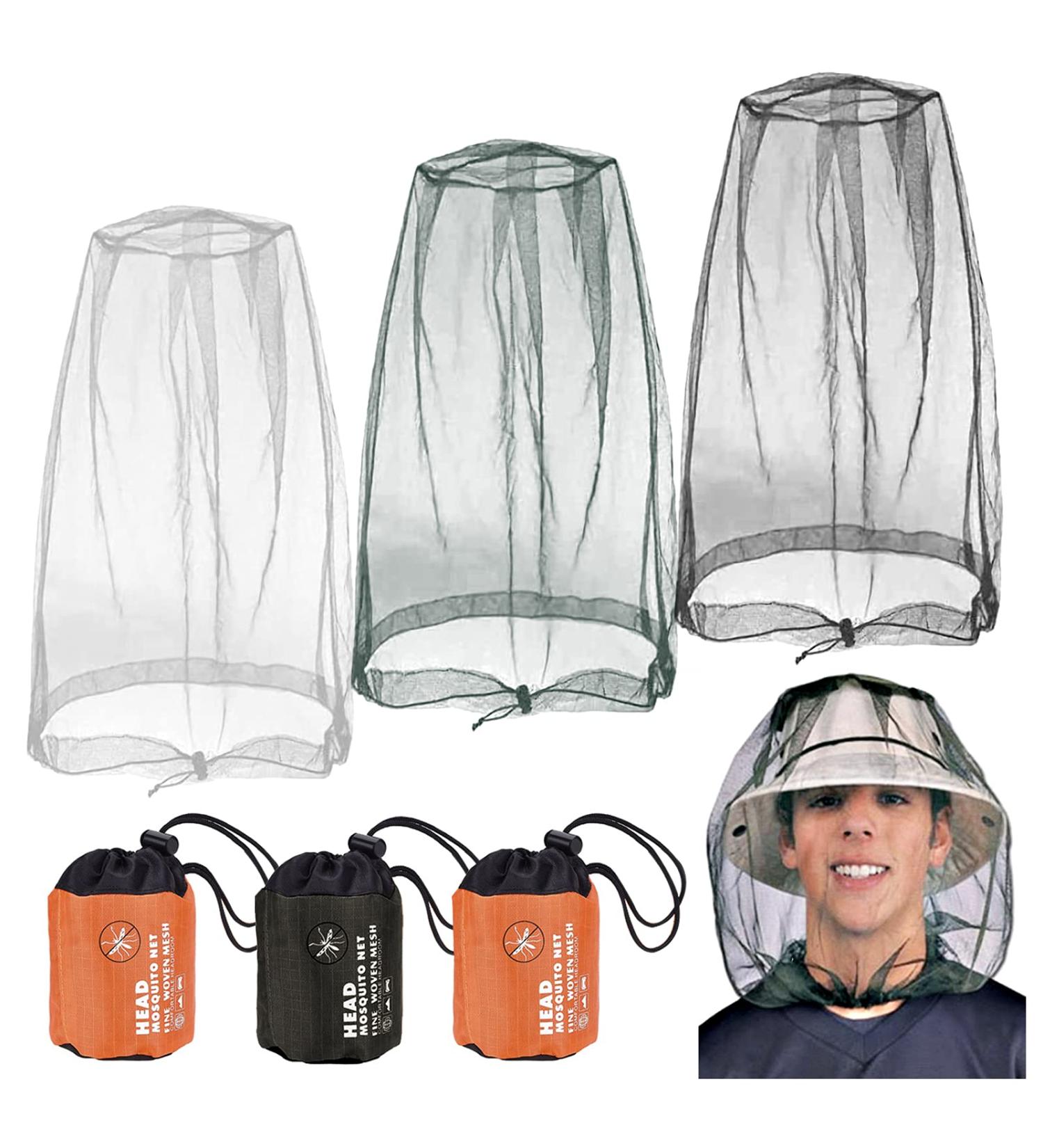 Grantop Mosquito Head Net - 2 Pack Nylon Face Mesh for Outdoor Activities - Gray/Green/Black - Buy Online on GoSupps.com