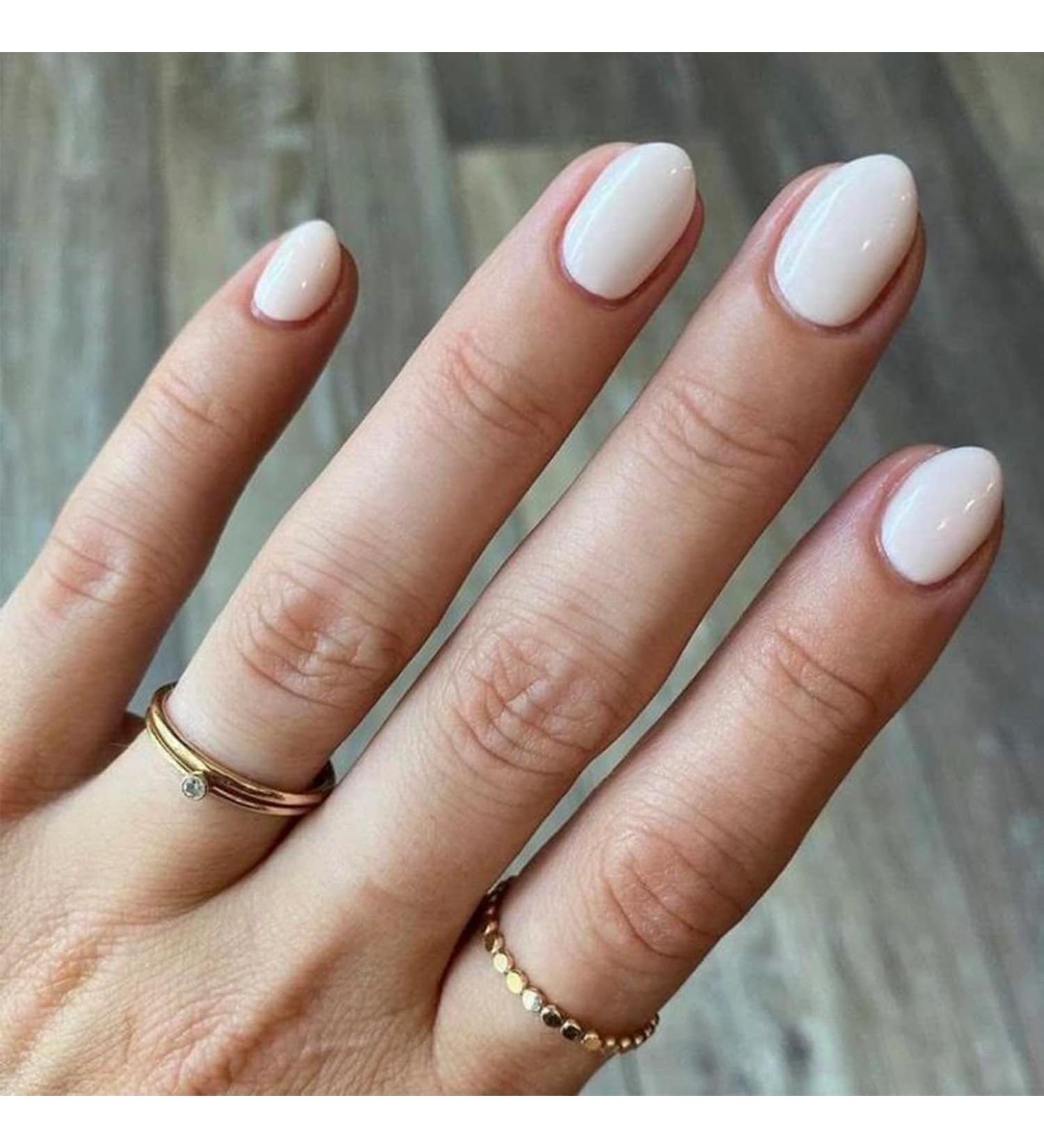 Buy Modelones Short Press on Nails Kit - 32Pcs Oval Fake Nails with Glue & Accessories | Milky White - Perfect for Easy Manicures - Buy Online on GoSupps.com