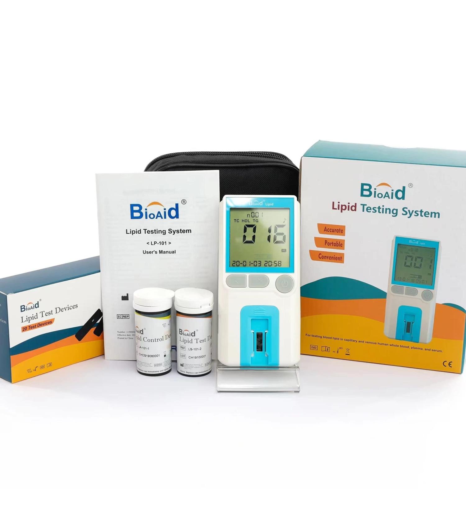 Bioaid Lipid 3in1 Multiparameter Total Cholesterol HDL LDL and Triglicerides Meter test kit with 5pcs 3in1 Strips  Blue