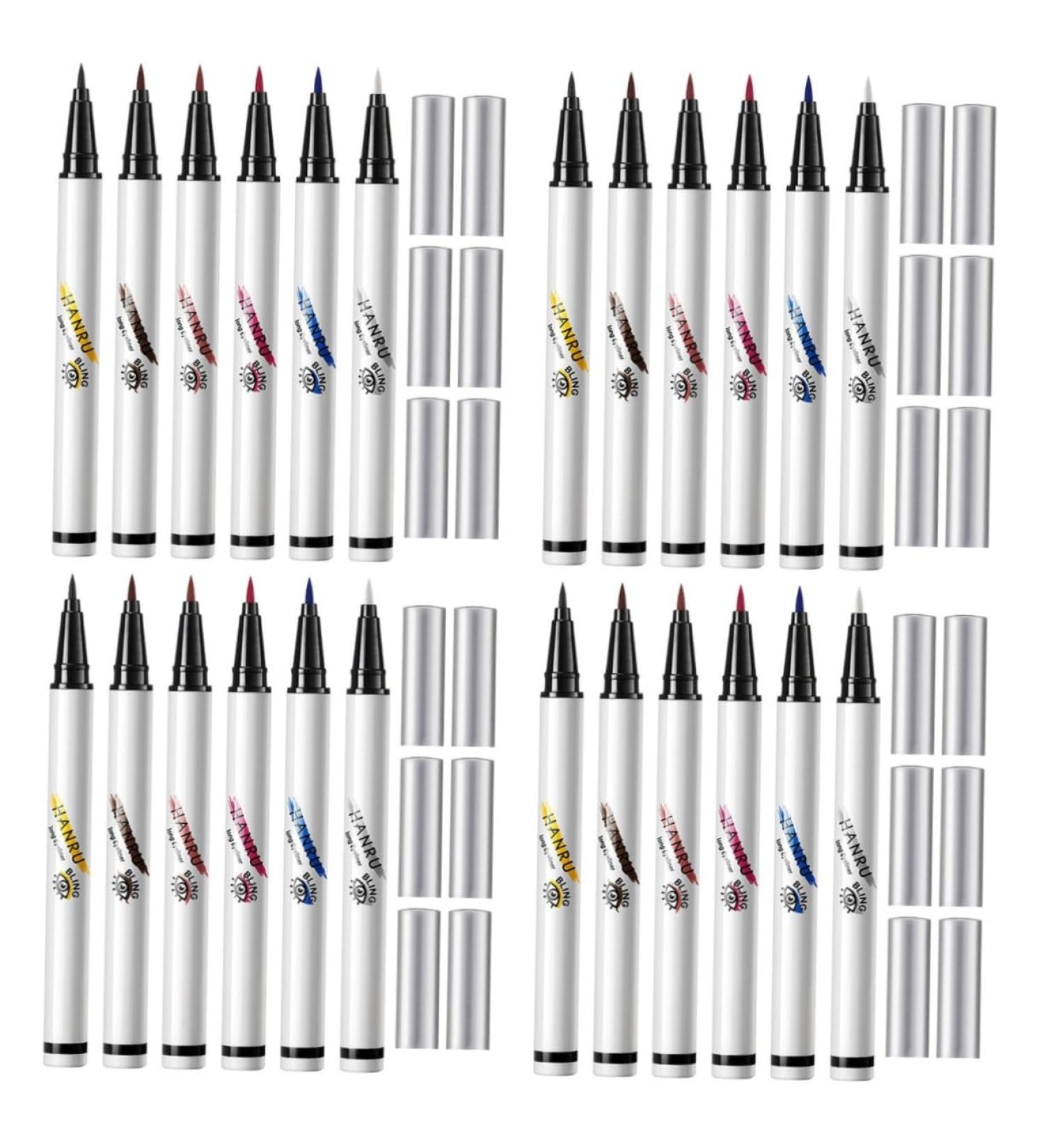 FOMIYES 24 Pcs Eye Liner Pencils Pink Eyeliner Colored Eyeliner White Liquid Eyeliner Girl Abs Template Miss - Buy Online on GoSupps.com