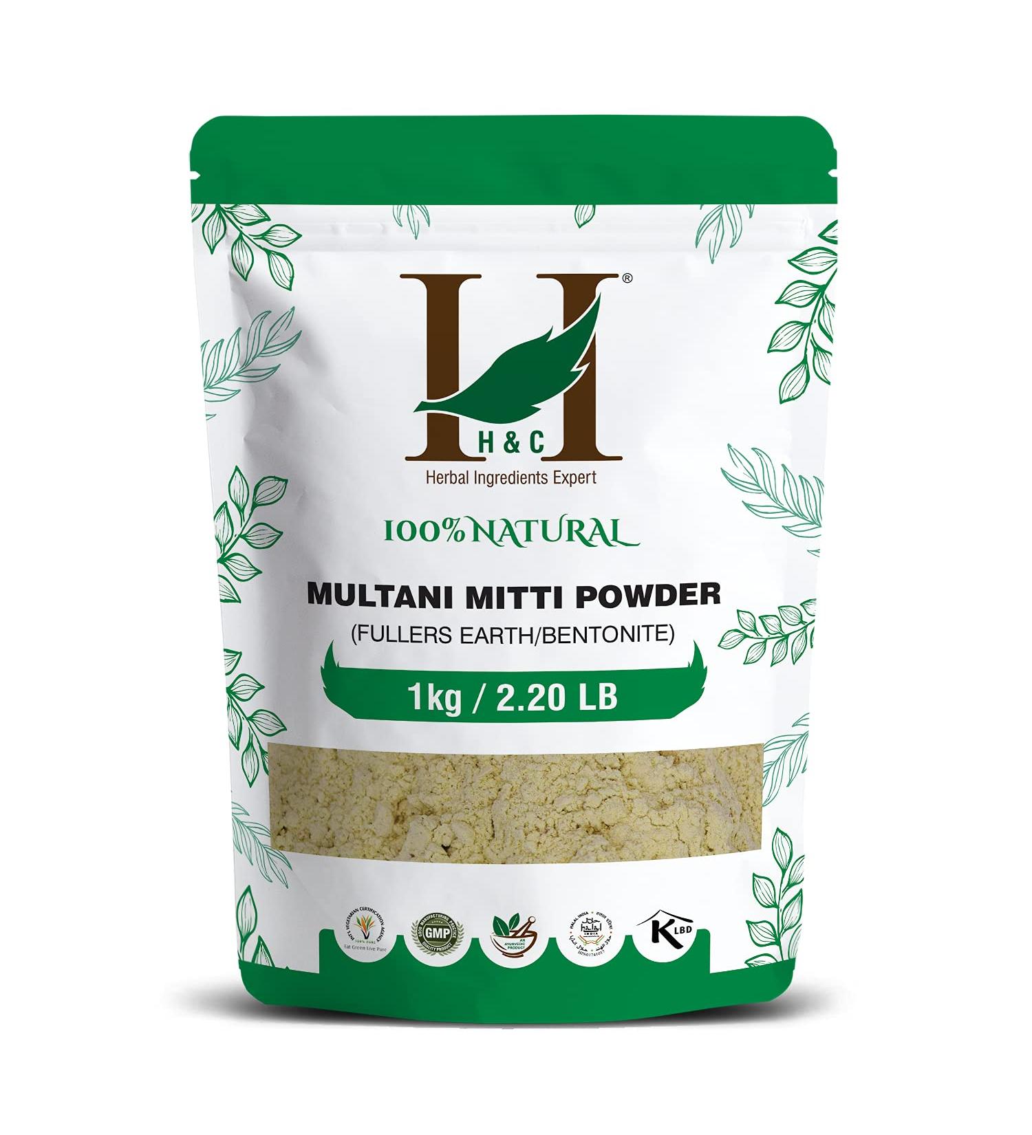H&C Pure Fuller's Earth Clay (Multani Mitti) / Bentonite Clay (1 kg) 1 kg (1 pack)