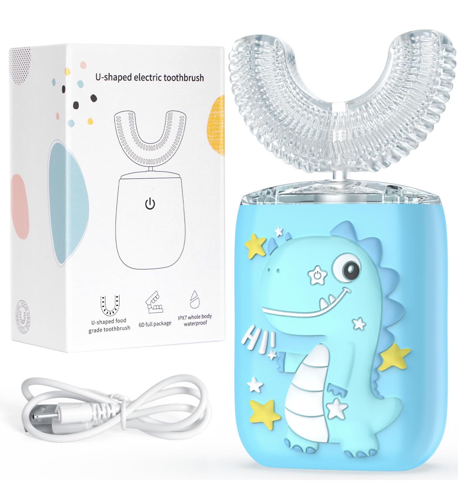 U-Shaped Electric Toothbrush for Kids - 360 Sonic Vibration 45S Timer Quick Cleaning - Rechargeable Brush for Ages 2-6 - Buy Online on GoSupps.com