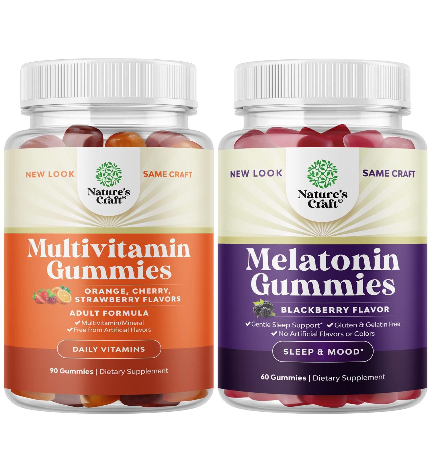 Adult Multivitamin & Melatonin 5mg Bundle - Energy & Immunity Support - Gelatin Free & Halal - Sleep Aid Gummies - Buy Online on GoSupps.com
